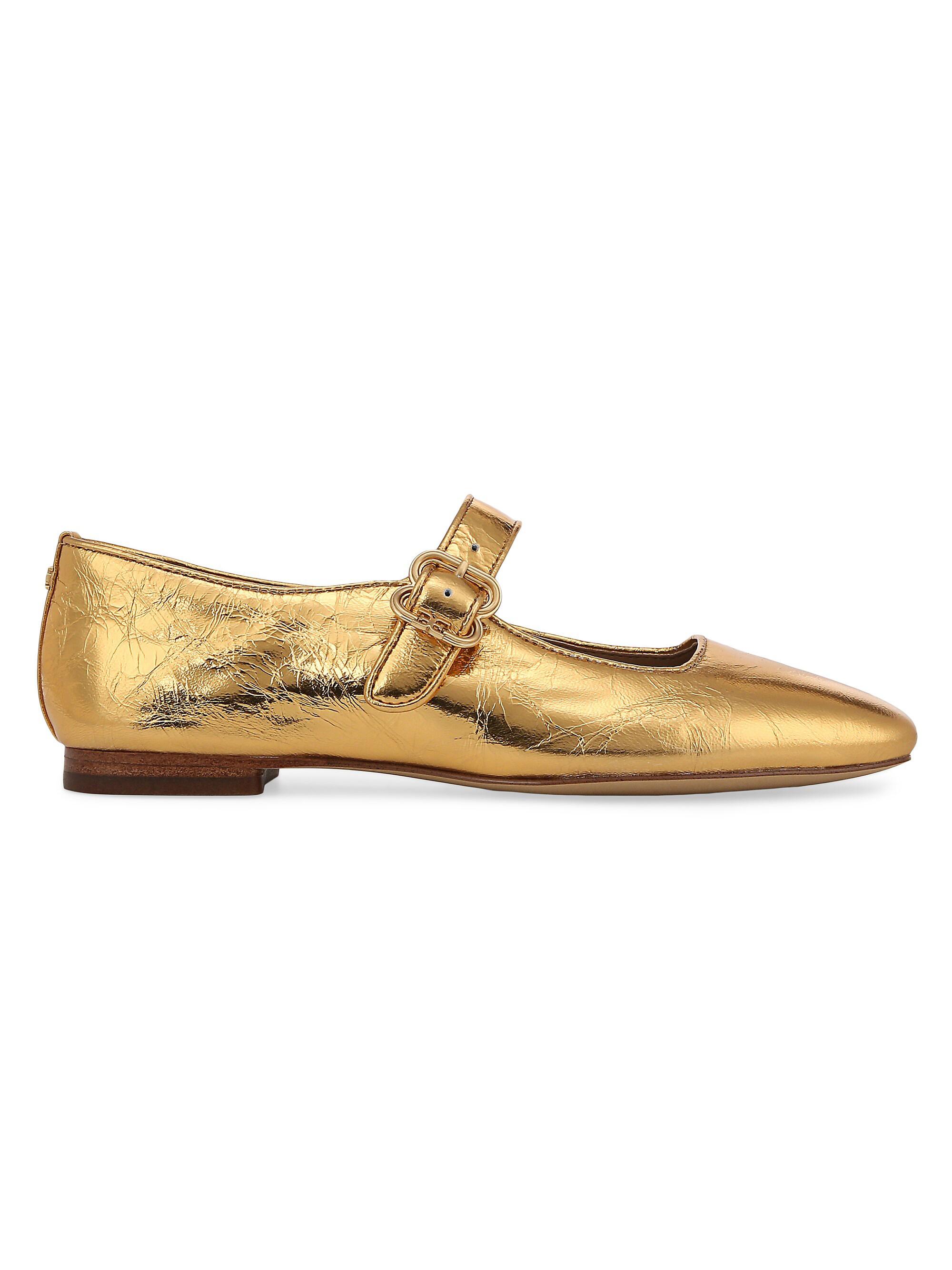 Sam Edelman Women's Michaela Metallic Leather Mary Janes - Medallion Gold