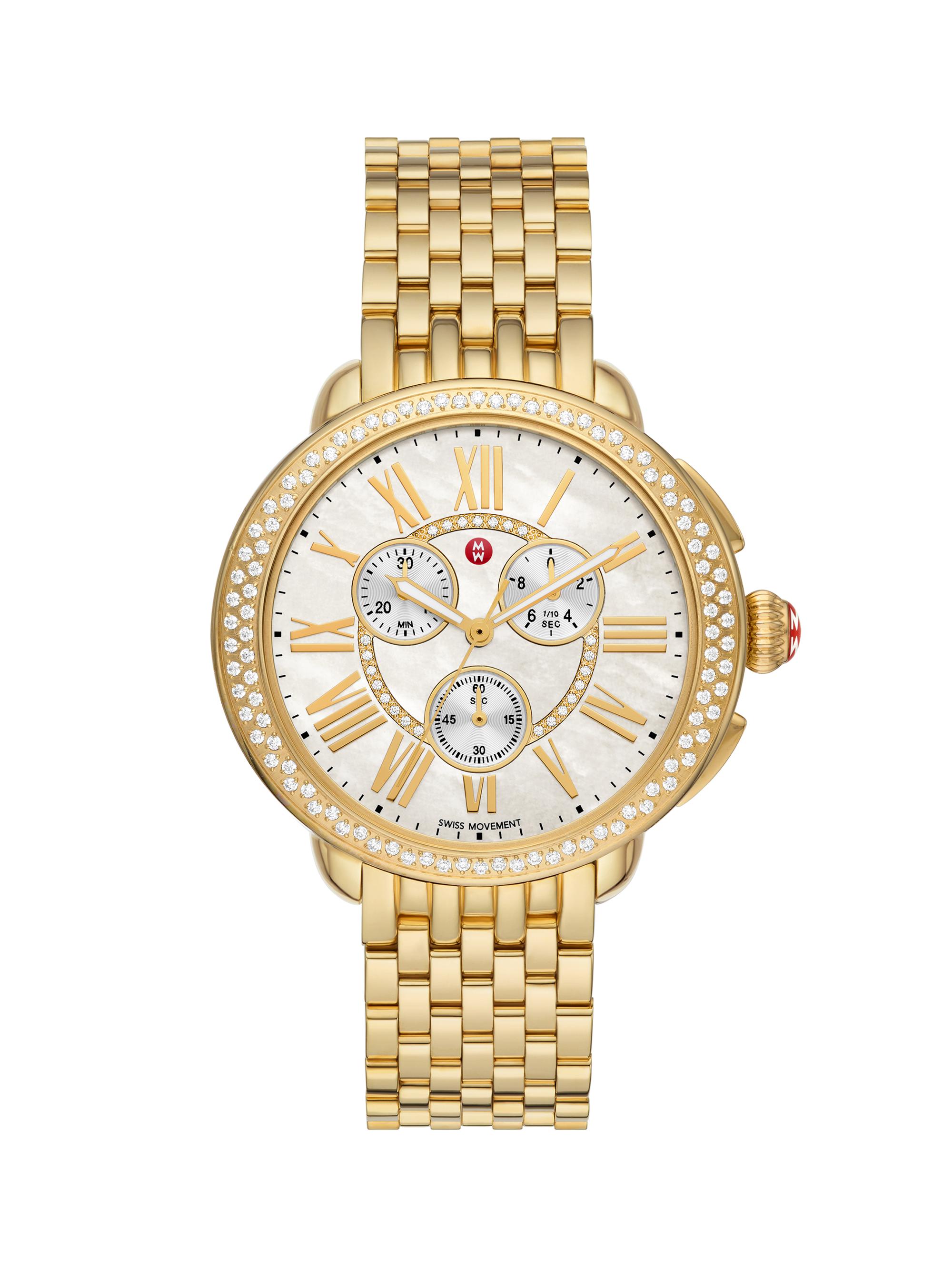 Michele Women's Serein 18K-Gold-Plated Stainless Steel, Mother-Of-Pearl & 0.62 TCW Diamond Chronograph Watch/38MM x 40MM - Yellow Gold