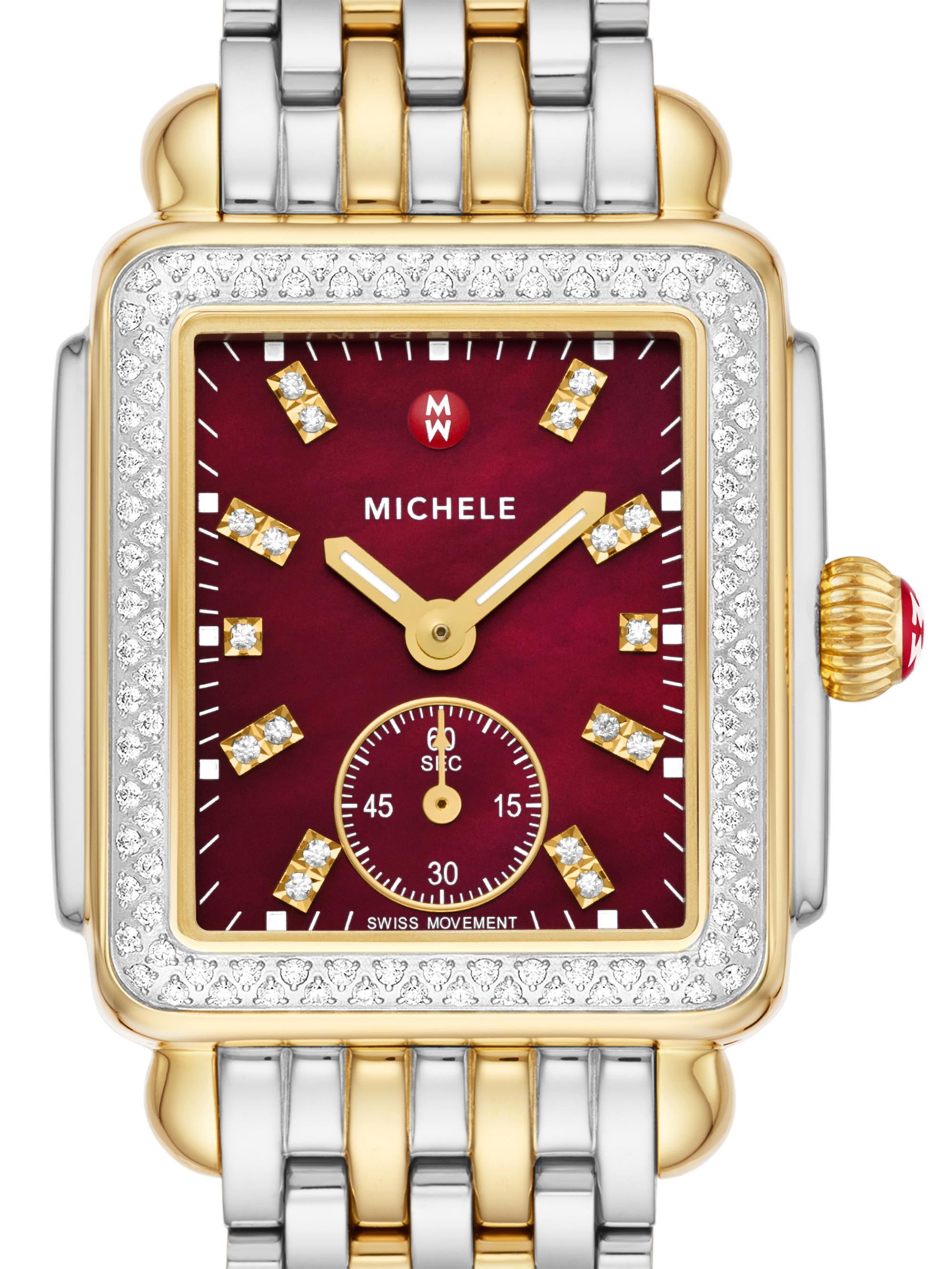 Michele Deco Mid Two-Tone Stainless Steel, Mother-Of-Pearl 