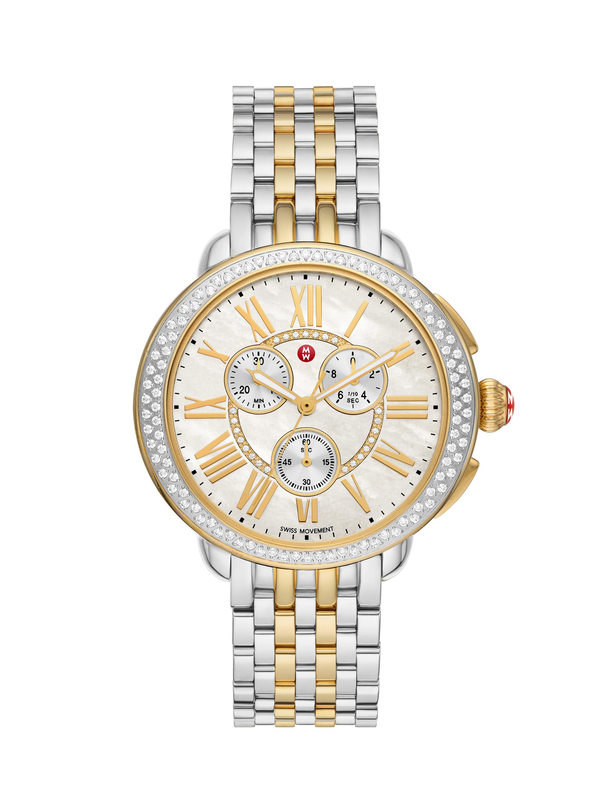 Michele Women's Serein Two-Tone Stainless Steel, Mother-Of-Pearl & 0.62 TCW Diamond Chronograph Watch/38MM x 40MM - Steel