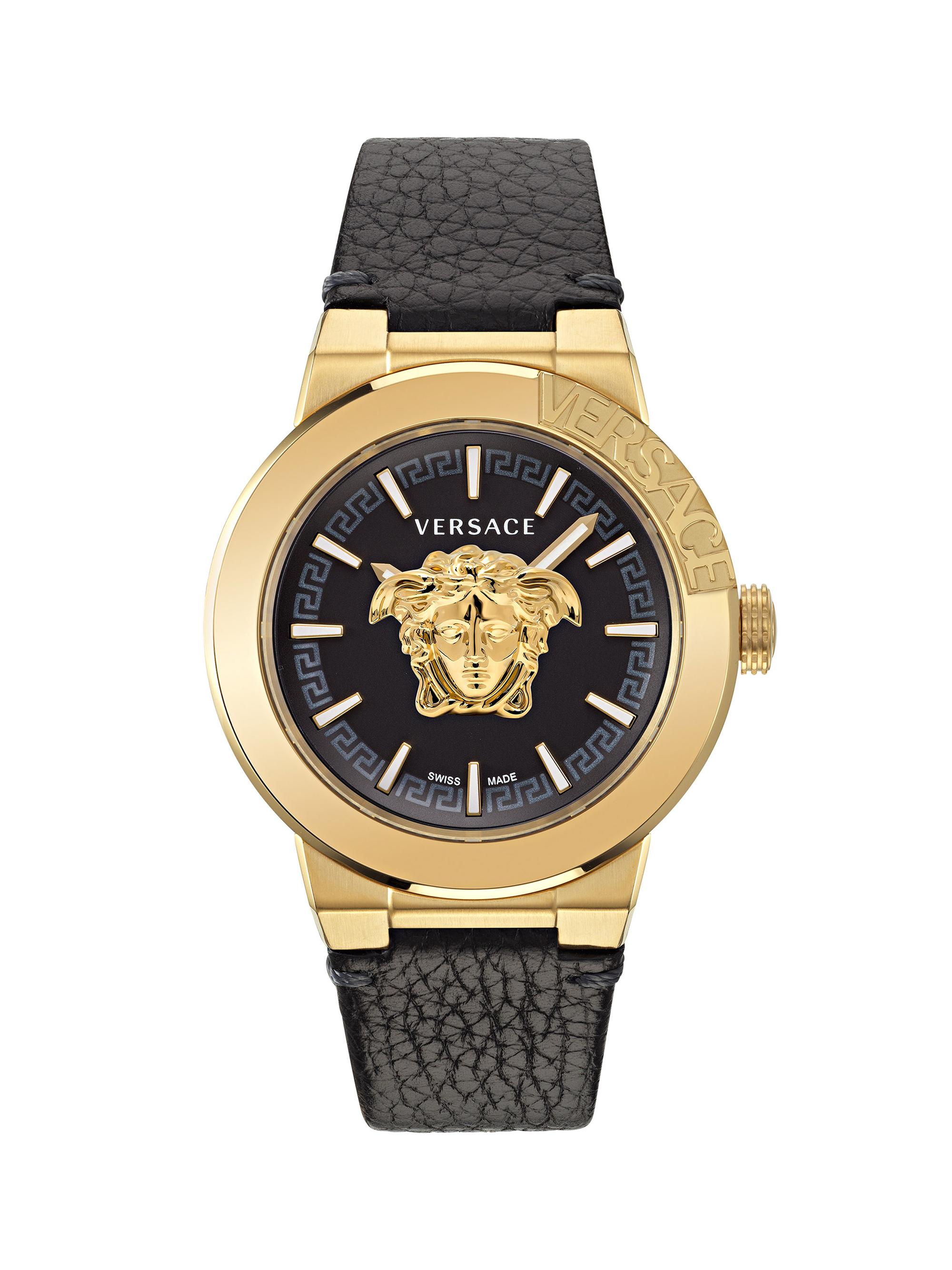 Versace Men's Medusa Infinite IP Yellow Gold & Leather Watch/45MM - Yellow Gold