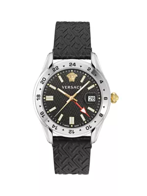 Shop Versace u200b41MM Greca Time GMT Watch | Saks Fifth Avenue