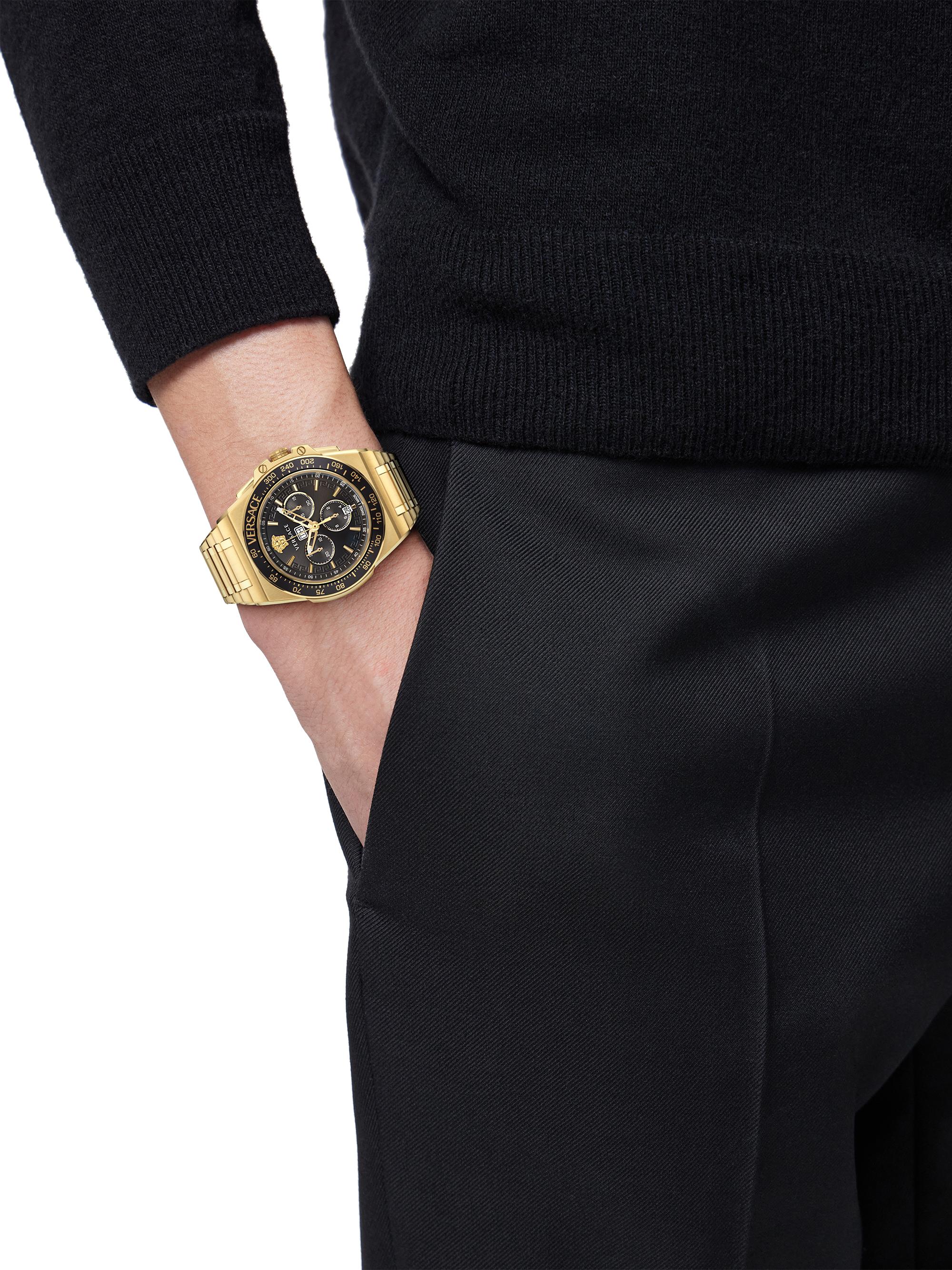 Versace 45MM Greca Extreme Chrono Yellow Gold Watch | Saks Fifth