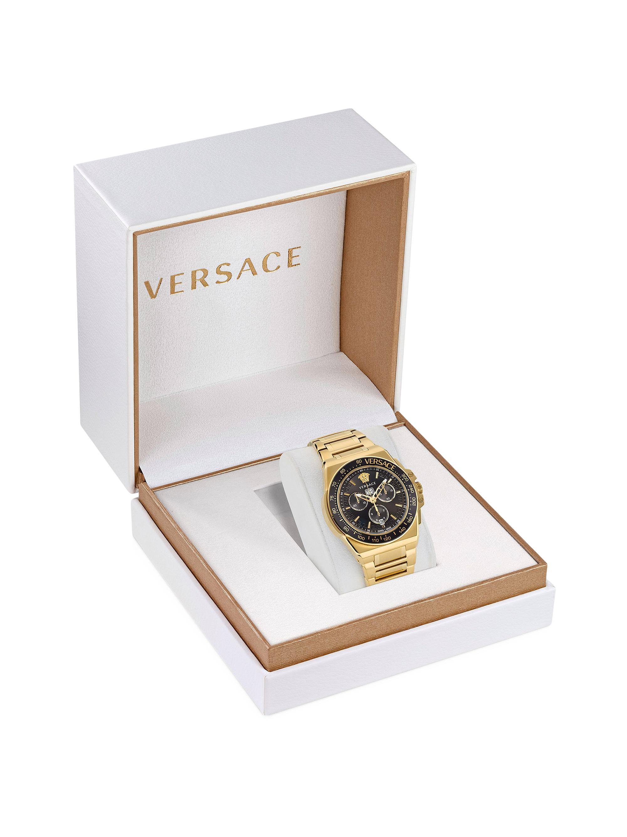 Versace 45MM Greca Extreme Chrono Yellow Gold Watch | Saks Fifth