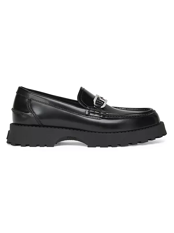 Shop Fendi O Lock Leather Loafers | Saks Fifth Avenue