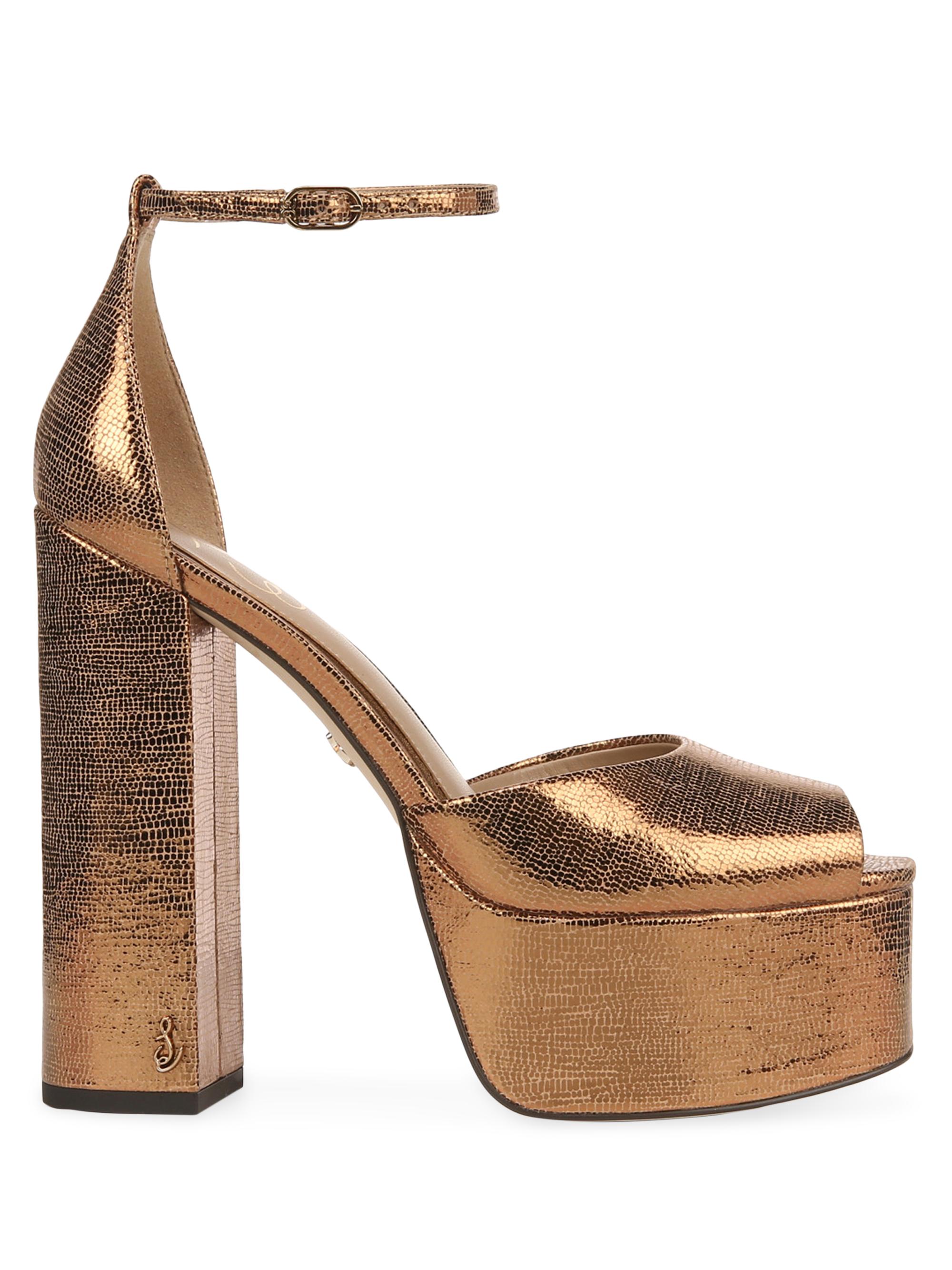 Sam Edelman Kori 115MM Metallic Leather Platform Sandals | Saks