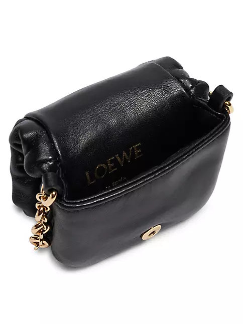 LOEWE Puffer Goya Messenger Bag Black in Nylon/Leather with Silver-tone - US