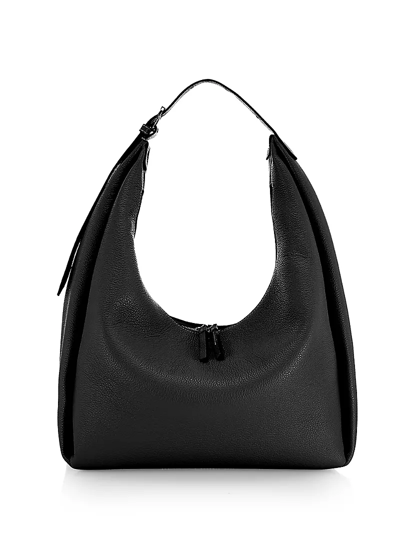 Belted Leather Tote Bag in Black - Toteme