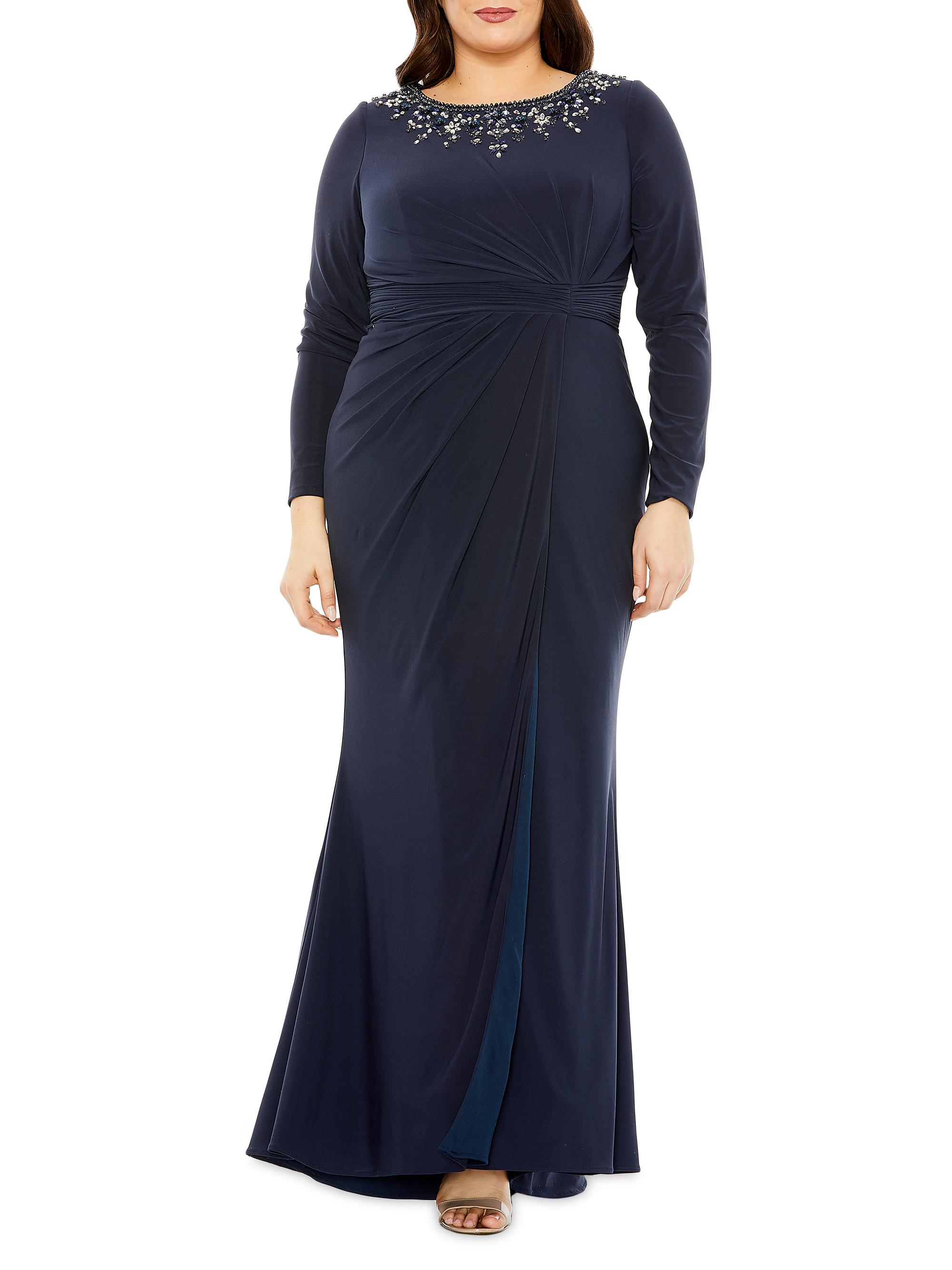 Mac Duggal Women's Plus Embellished Jersey Gown - Midnight
