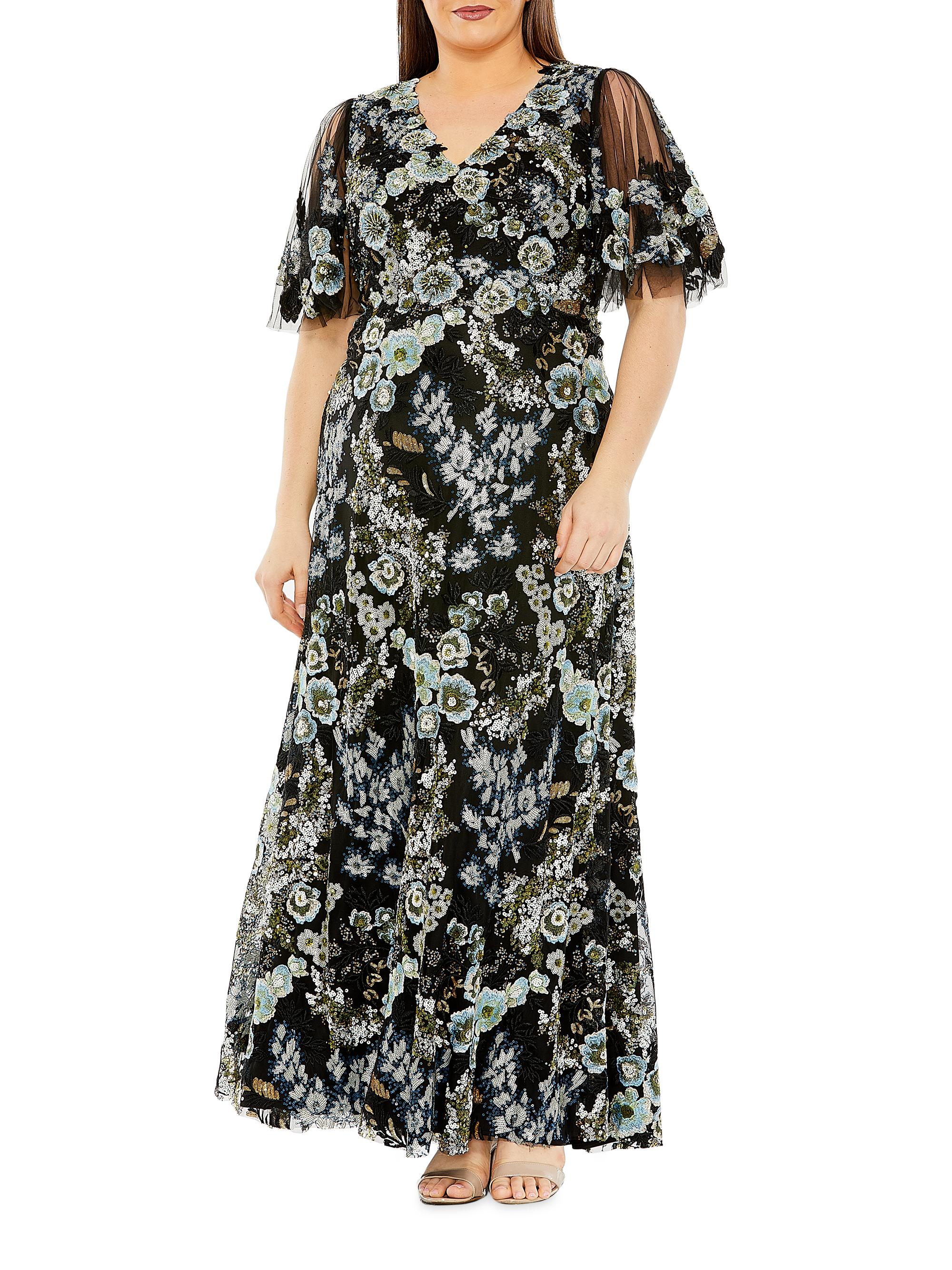 Mac Duggal Women's Floral Embroidered Tulle Gown - Black Multi