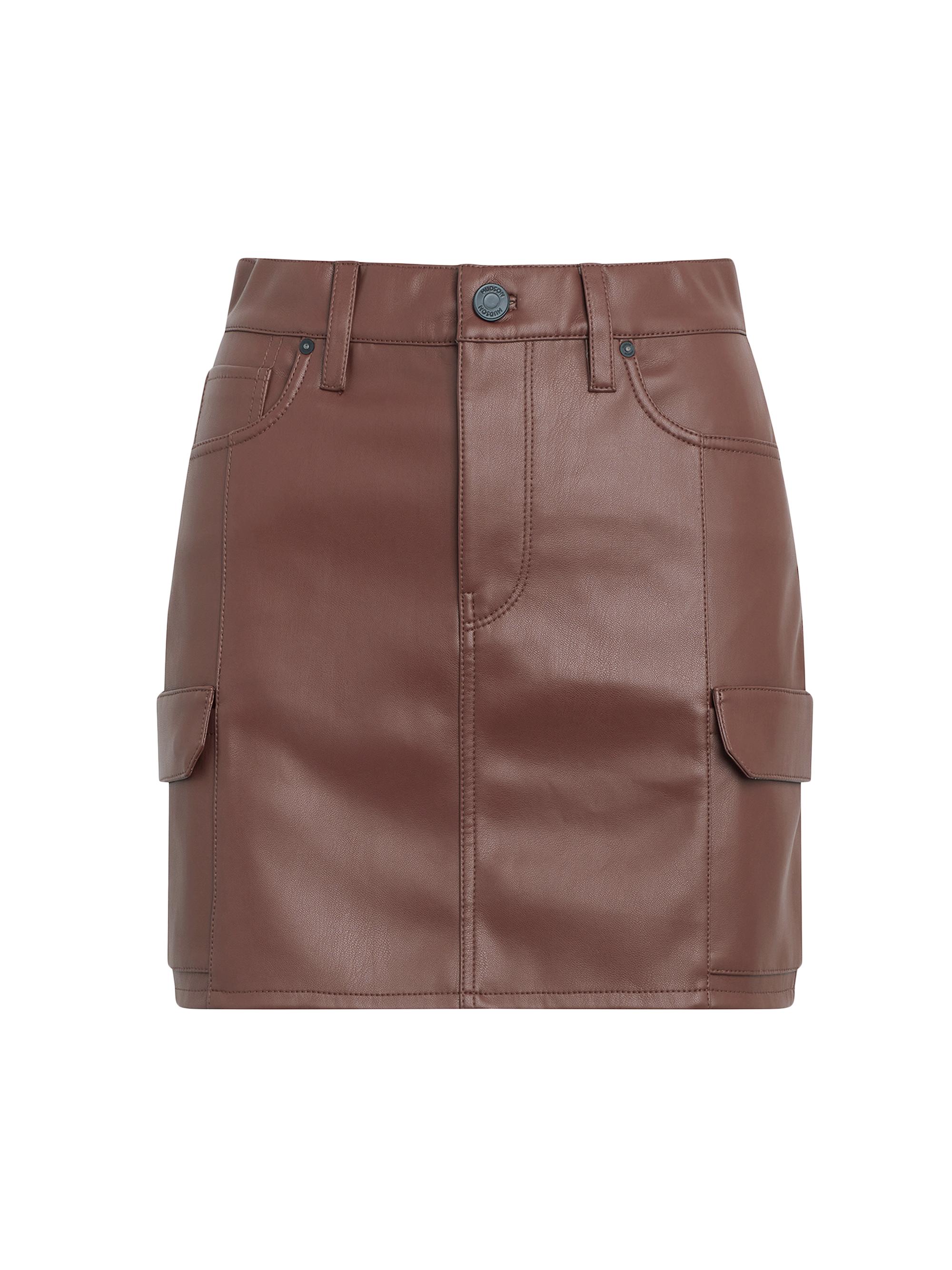 Hudson Jeans Women's Faux-Leather Cargo Miniskirt - Cinnamon