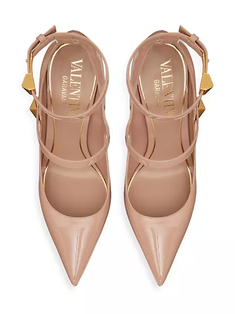 Saks Fifth Avenue Point-toe Leather Pumps US 9 / Nude Patent