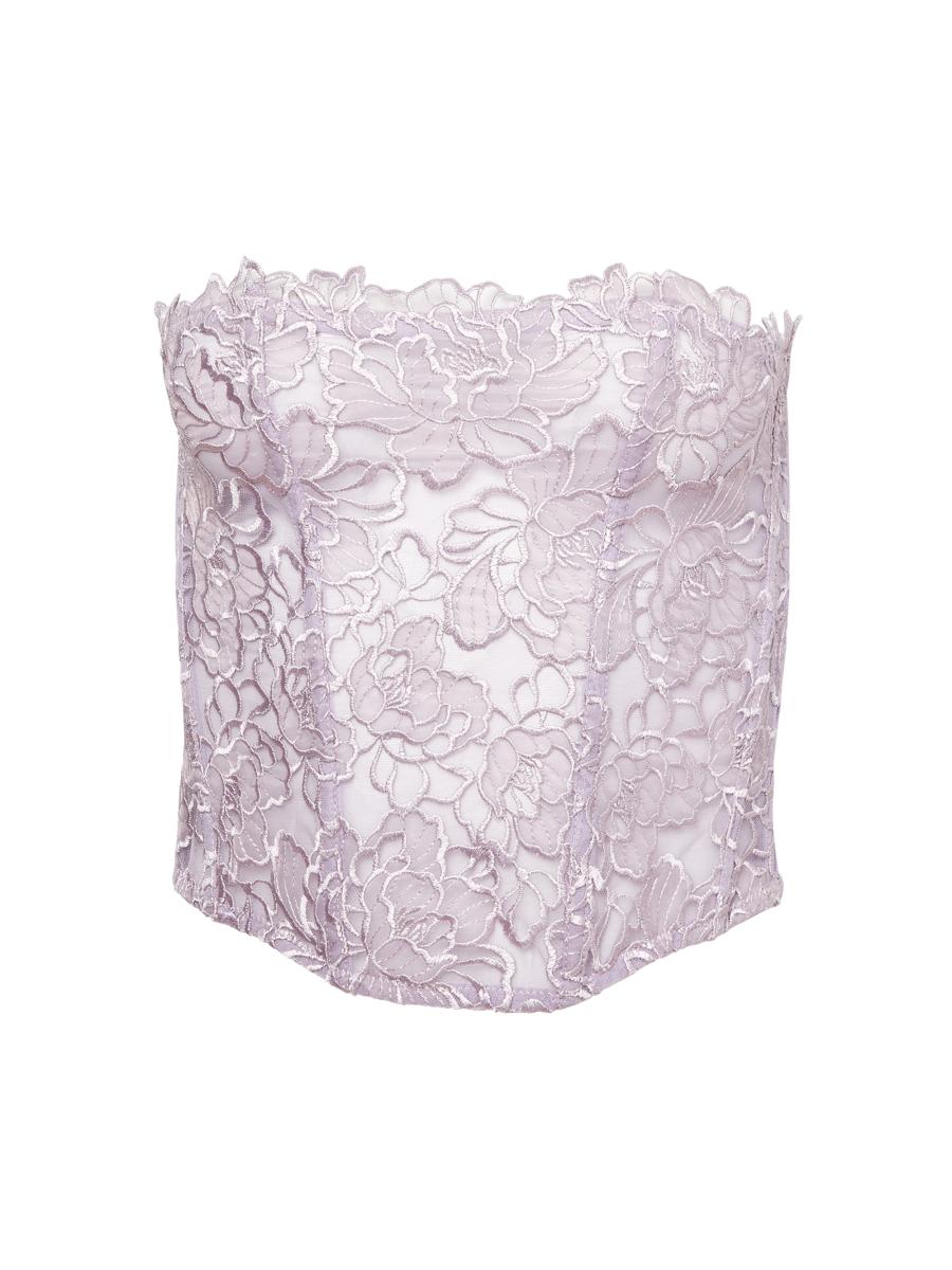Fleur du Mal Whitney Floral-Embroidered Corset Top | Saks Fifth Avenue