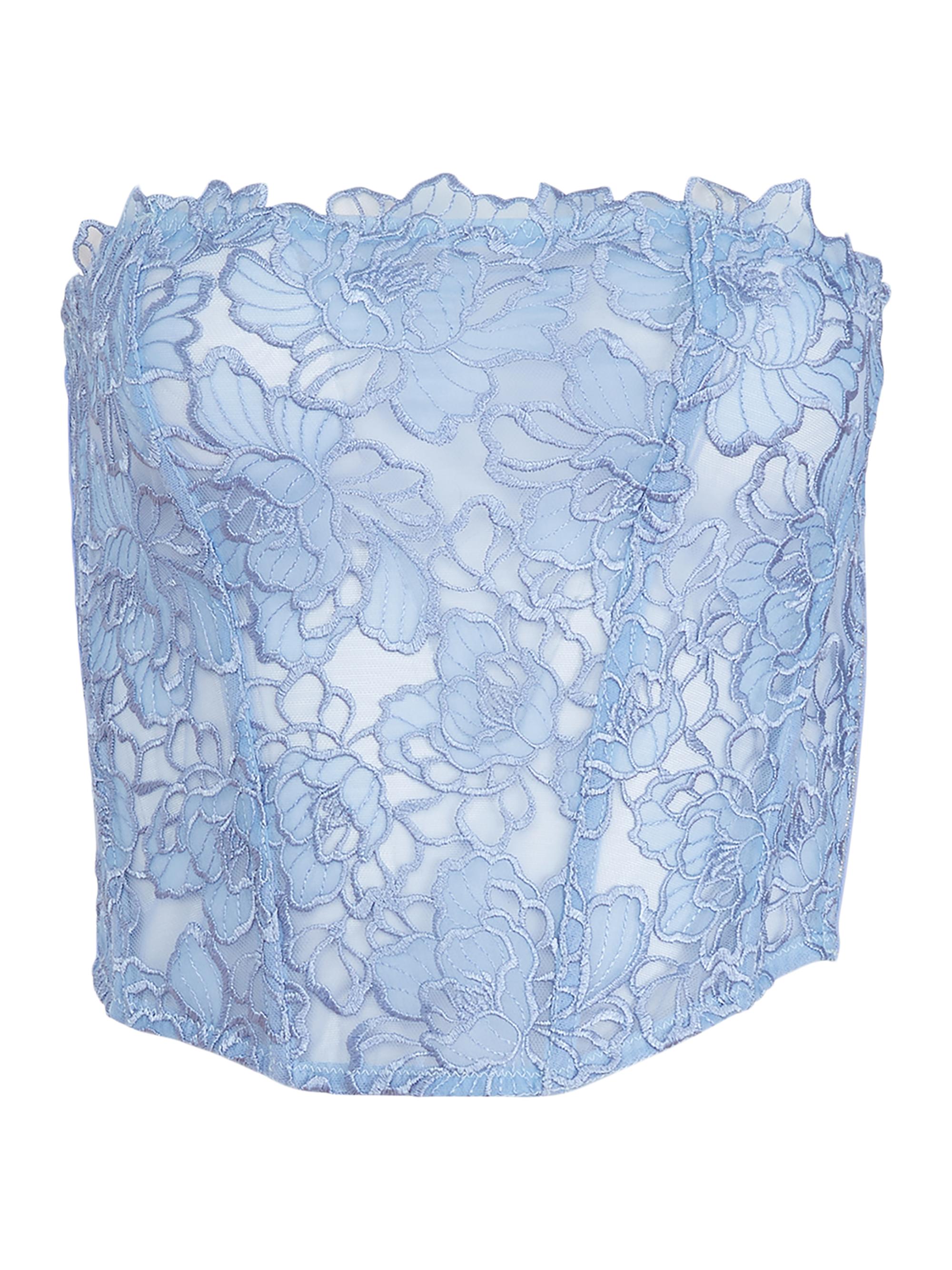 Fleur du Mal Women's Whitney Floral-Embroidered Corset Top - Horizon