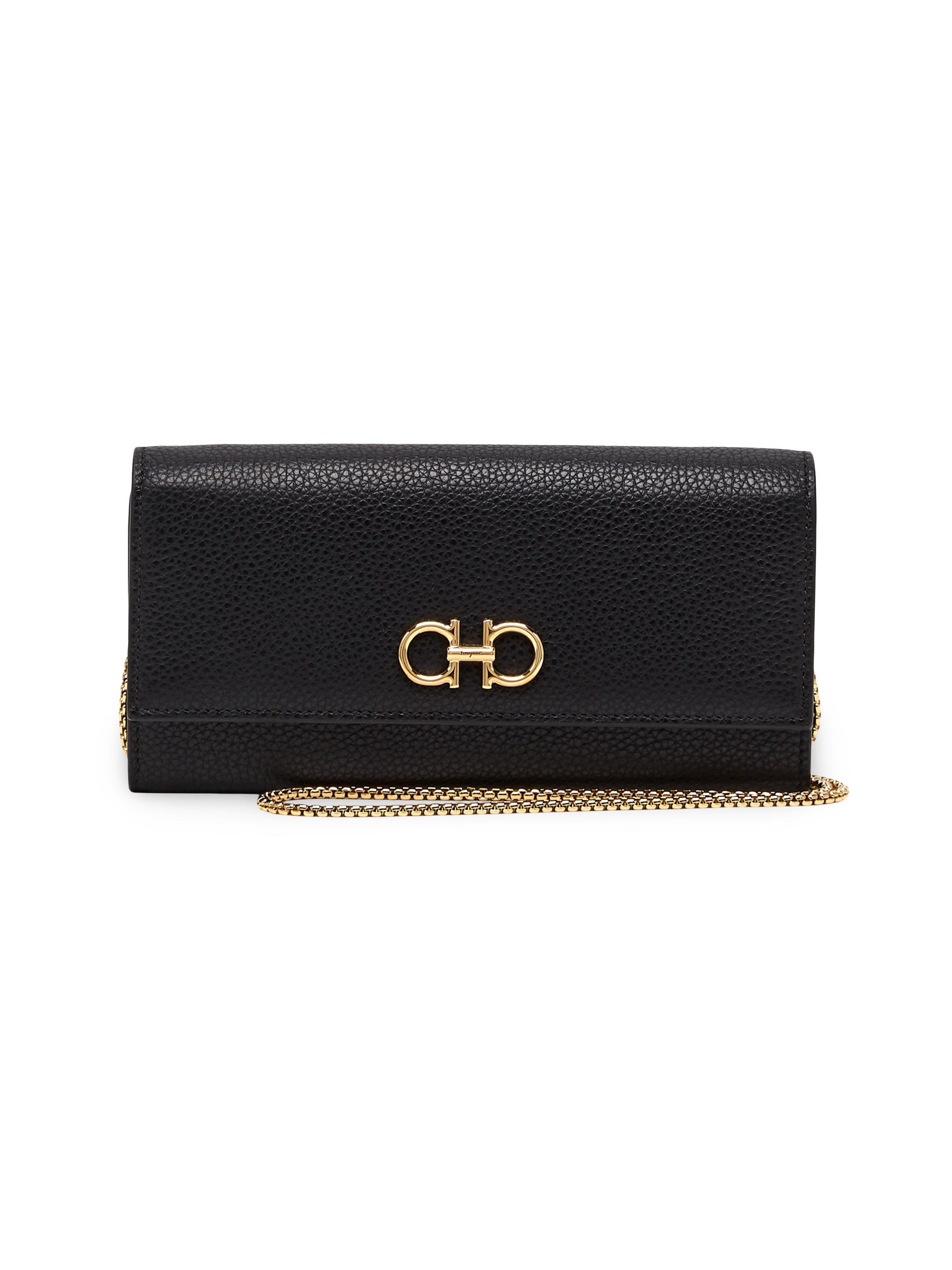 FERRAGAMO Women's Gancini Soft Wallet-on-Chain - Nero