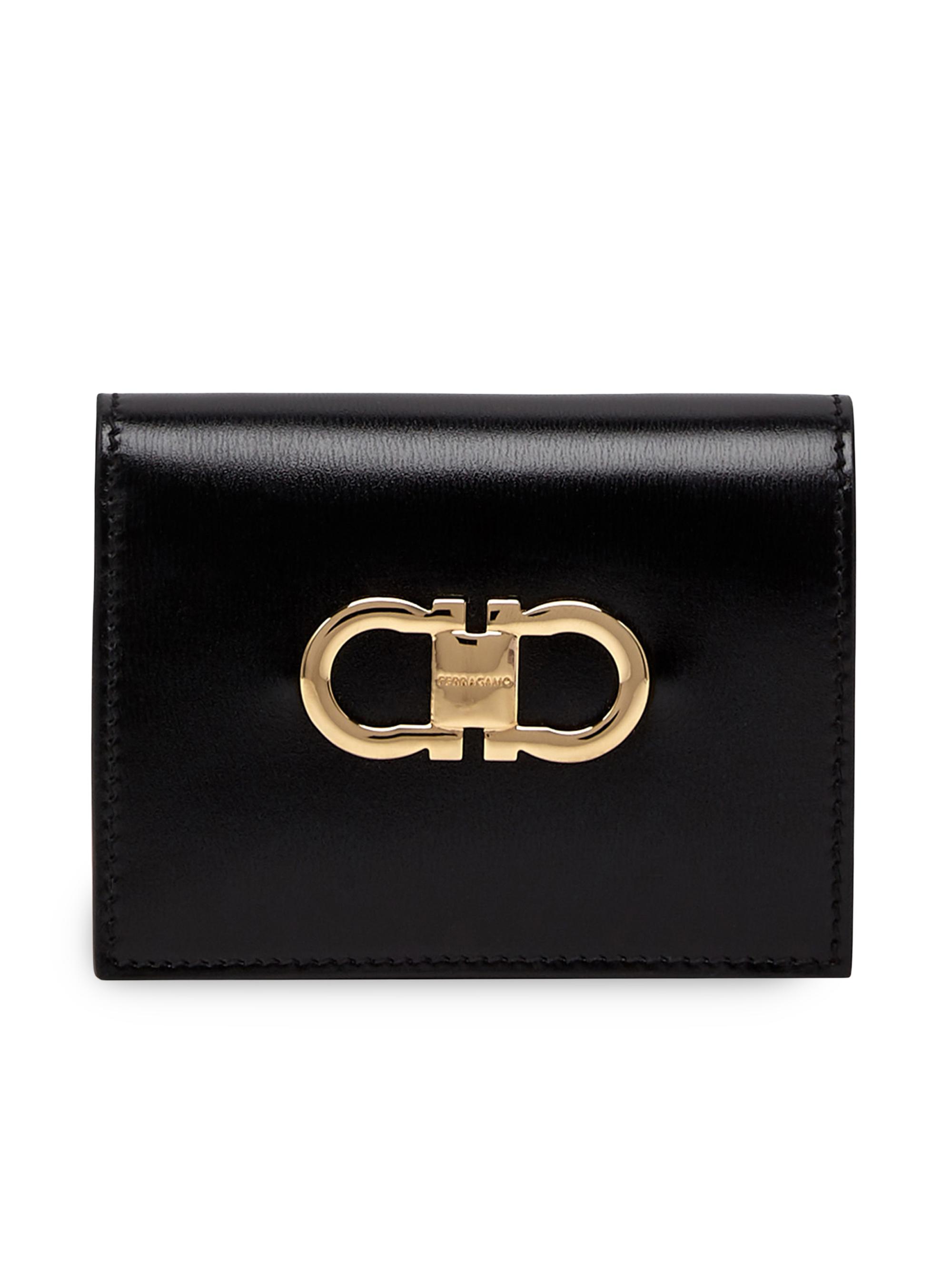 FERRAGAMO Women's Gancini Leather BiFold Wallet - Nero Flame Red