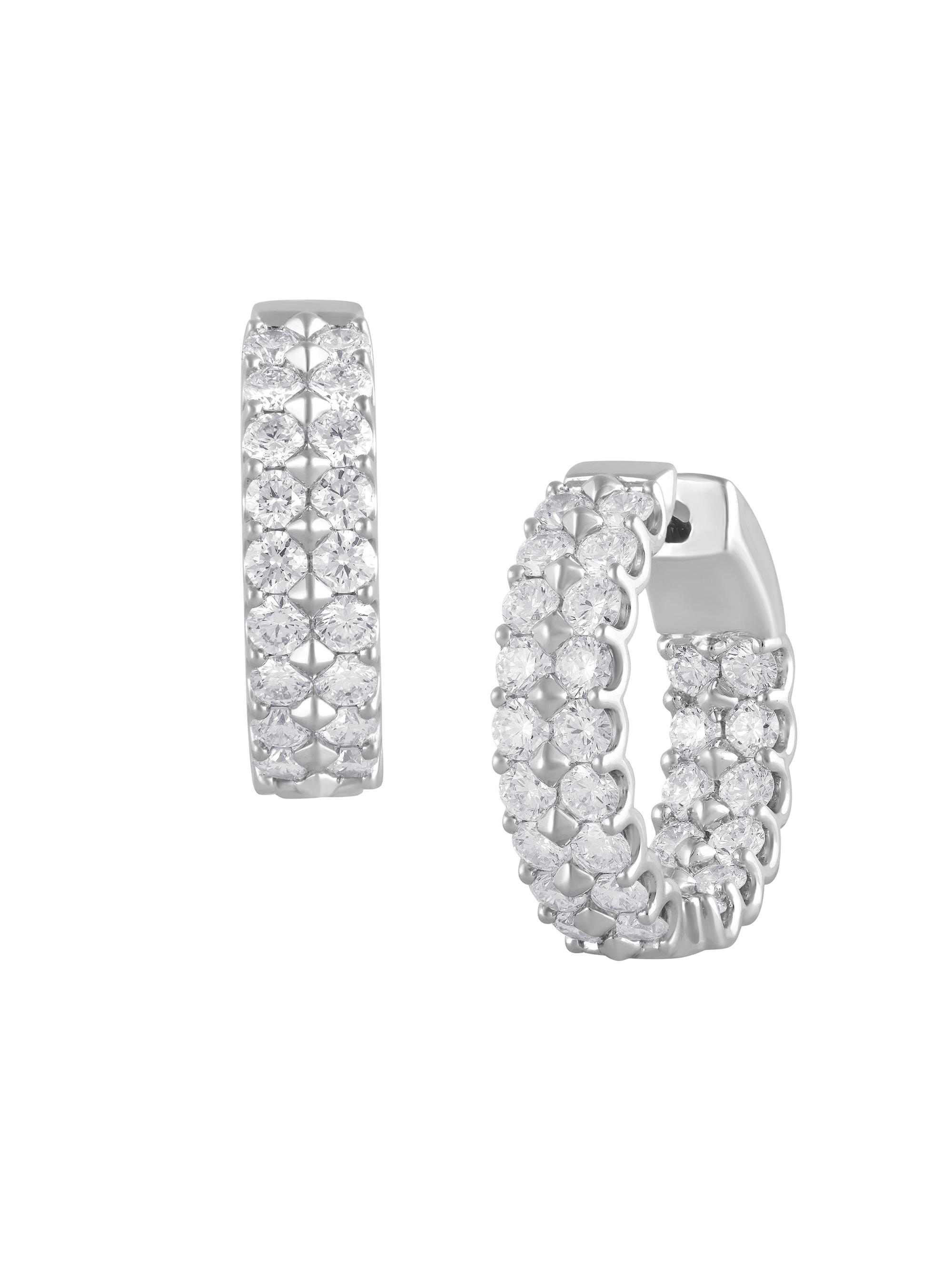Saks Fifth Avenue Collection Women's 14K White Gold & 5 TCW Natural Diamond Inside-Out Hoop Earrings - White Gold