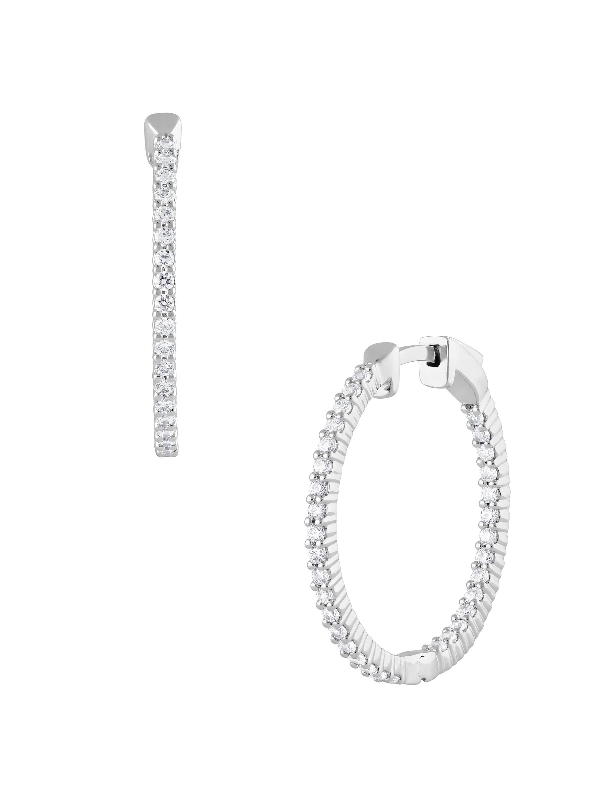 Saks Fifth Avenue Collection Women's 14K White Gold & 0.72 TCW Natural Diamond Inside-Out Hoop Earrings - White Gold