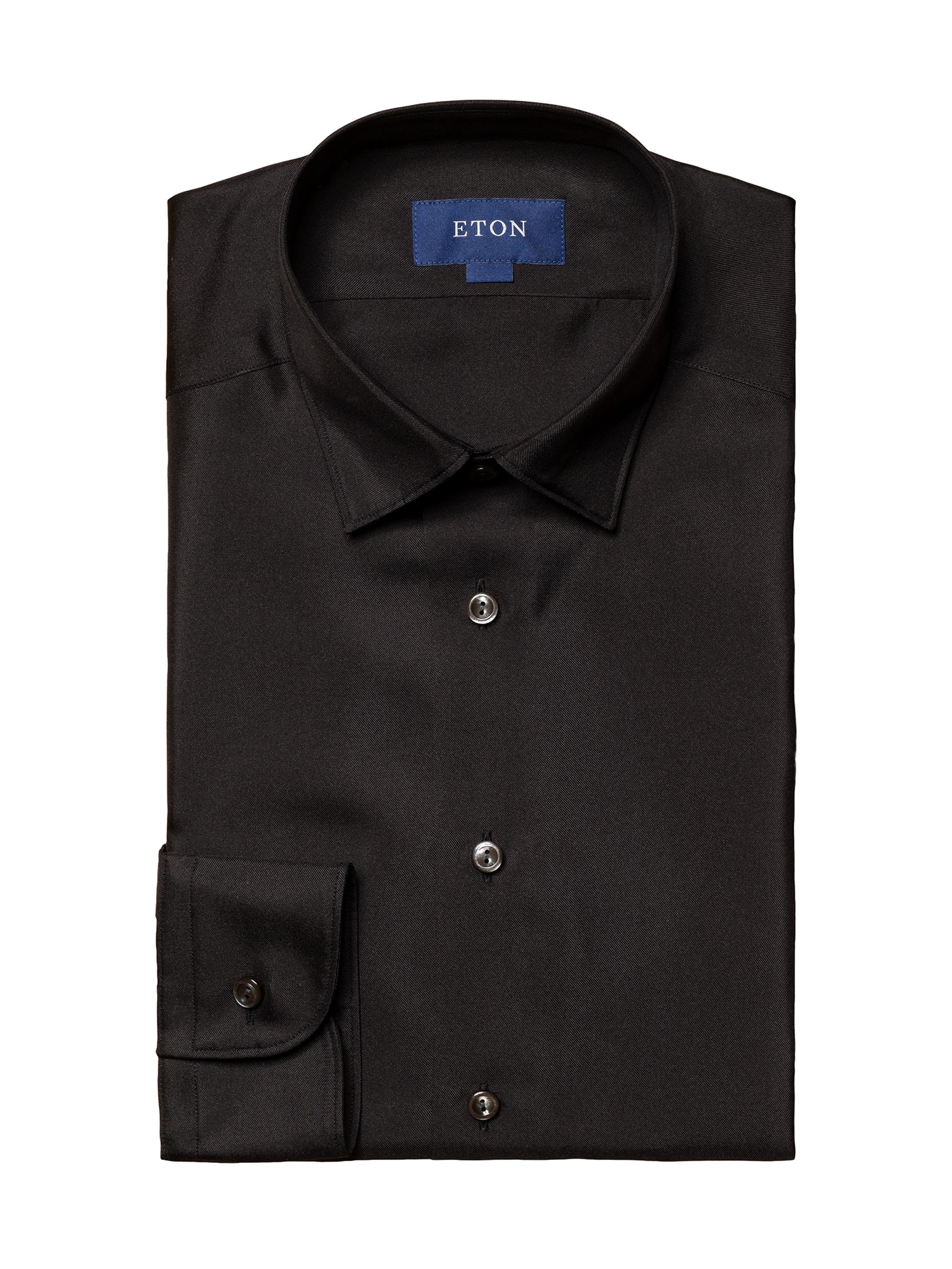 Eton Men's Slim-Fit Silk Shirt - Black