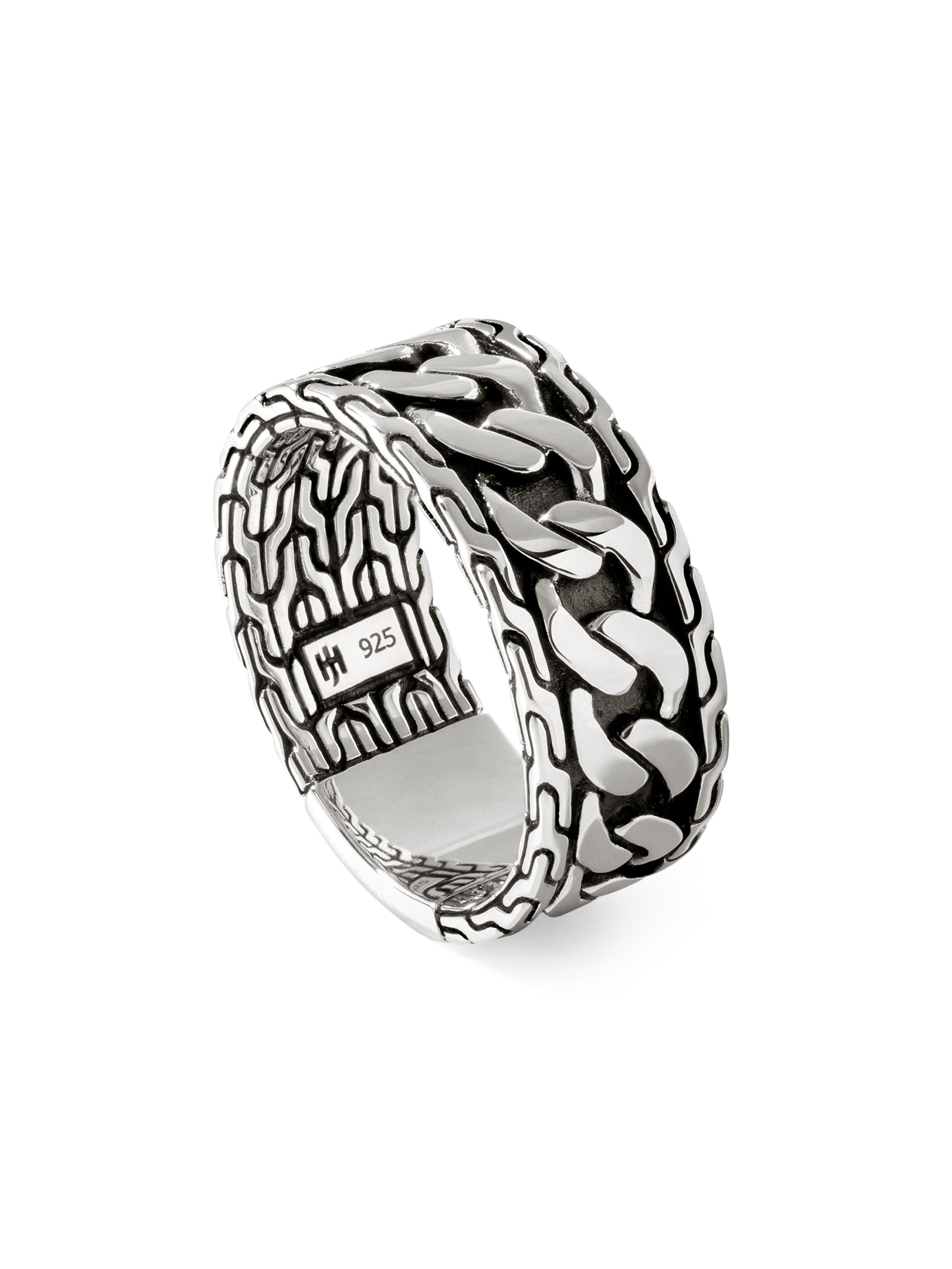 John Hardy Men's Chain Curb Link Sterling Silver Band Ring - Silver