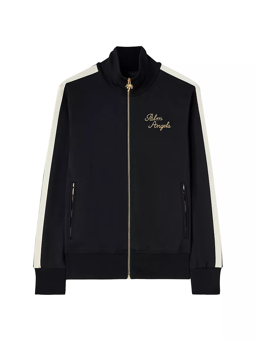 Palm Angels Men's Embroidered Track Jacket - Black Gold - Size Large