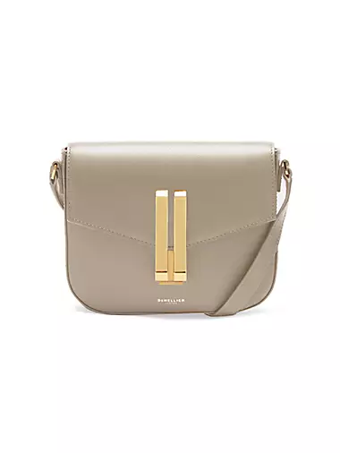 Marni Top Handle Flap Bag Dark Taupe Grained Leather Large Crossbody