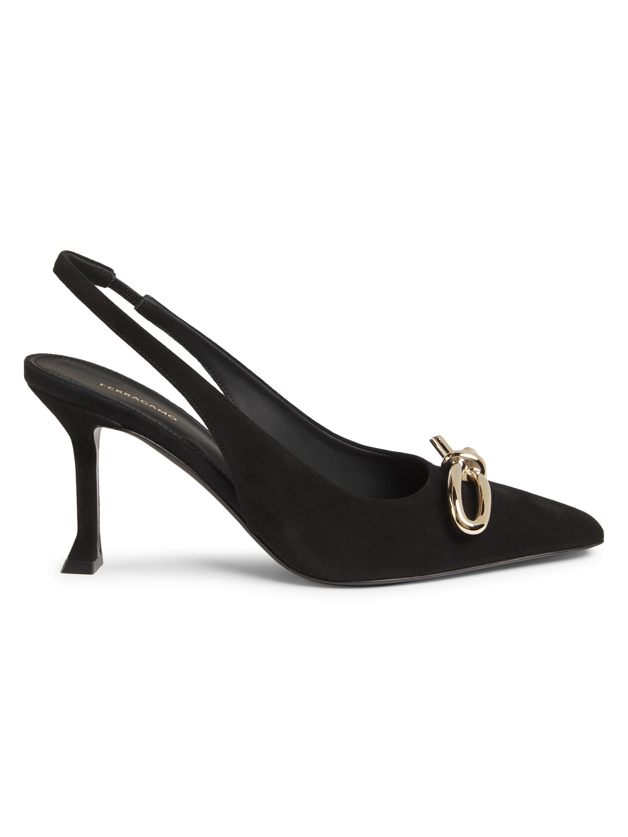 FERRAGAMO Women's Arlene 85MM Suede Slingback Pumps - Nero