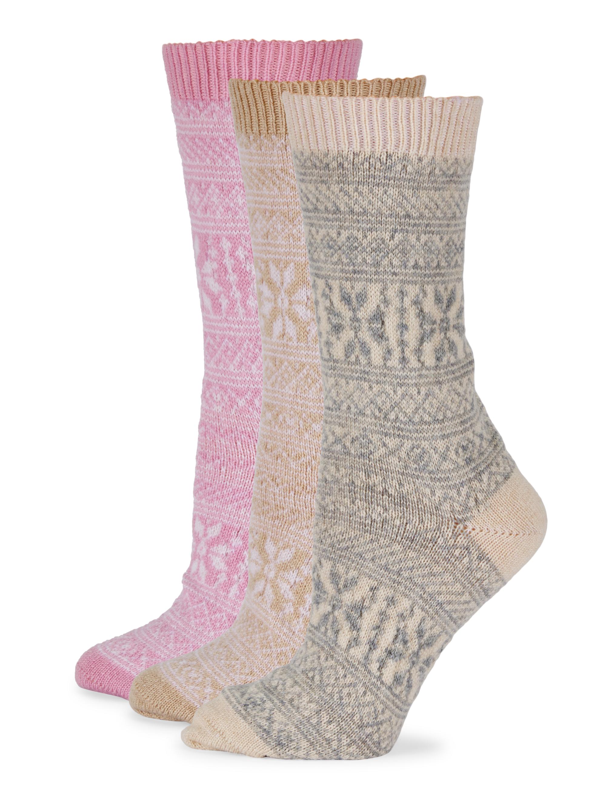 Rosie Sugden Women's 3-Pack Snowflake Cashmere-Blend Crew Socks