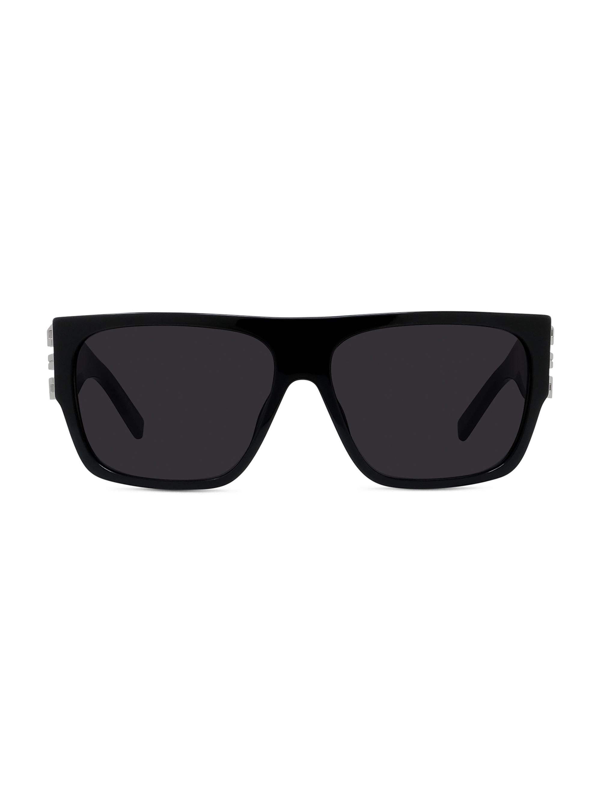 Givenchy Men's 4G Rectangular Sunglasses - Shiny Black Smoke