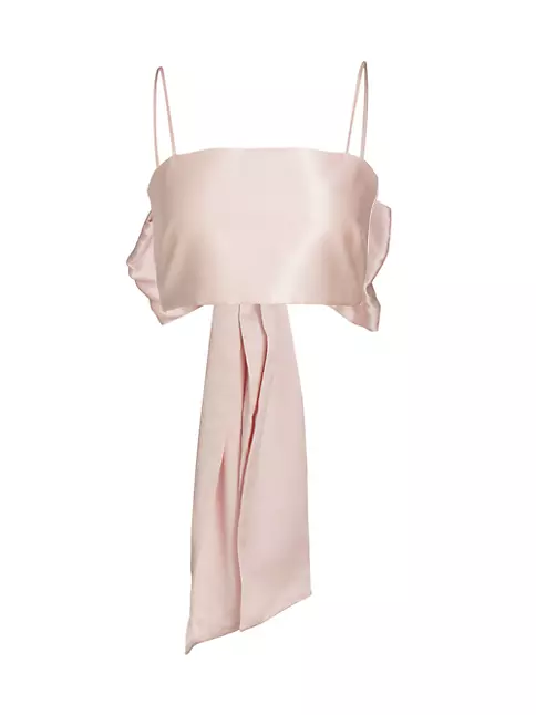 Loveshackfancy Women's Roseanna Silk Bow Crop Top - Macchiato - Size 0