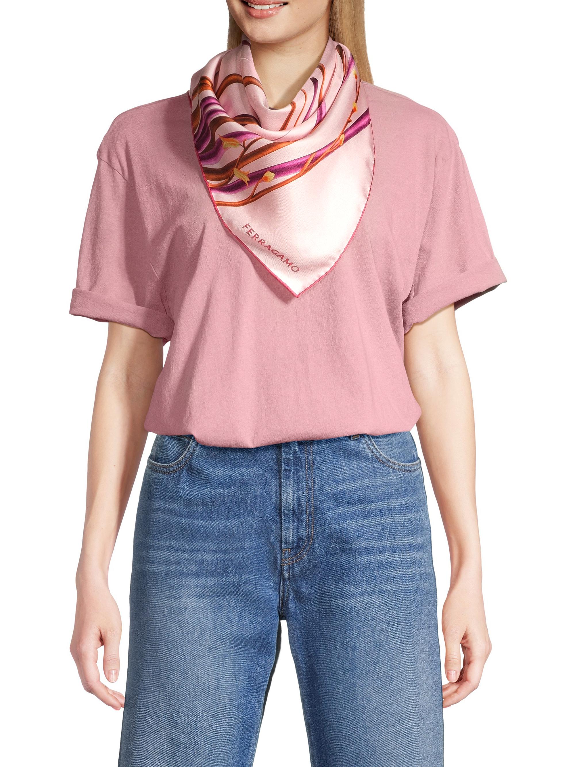 Valentino Garavani floral-pattern knitted scarf - Pink