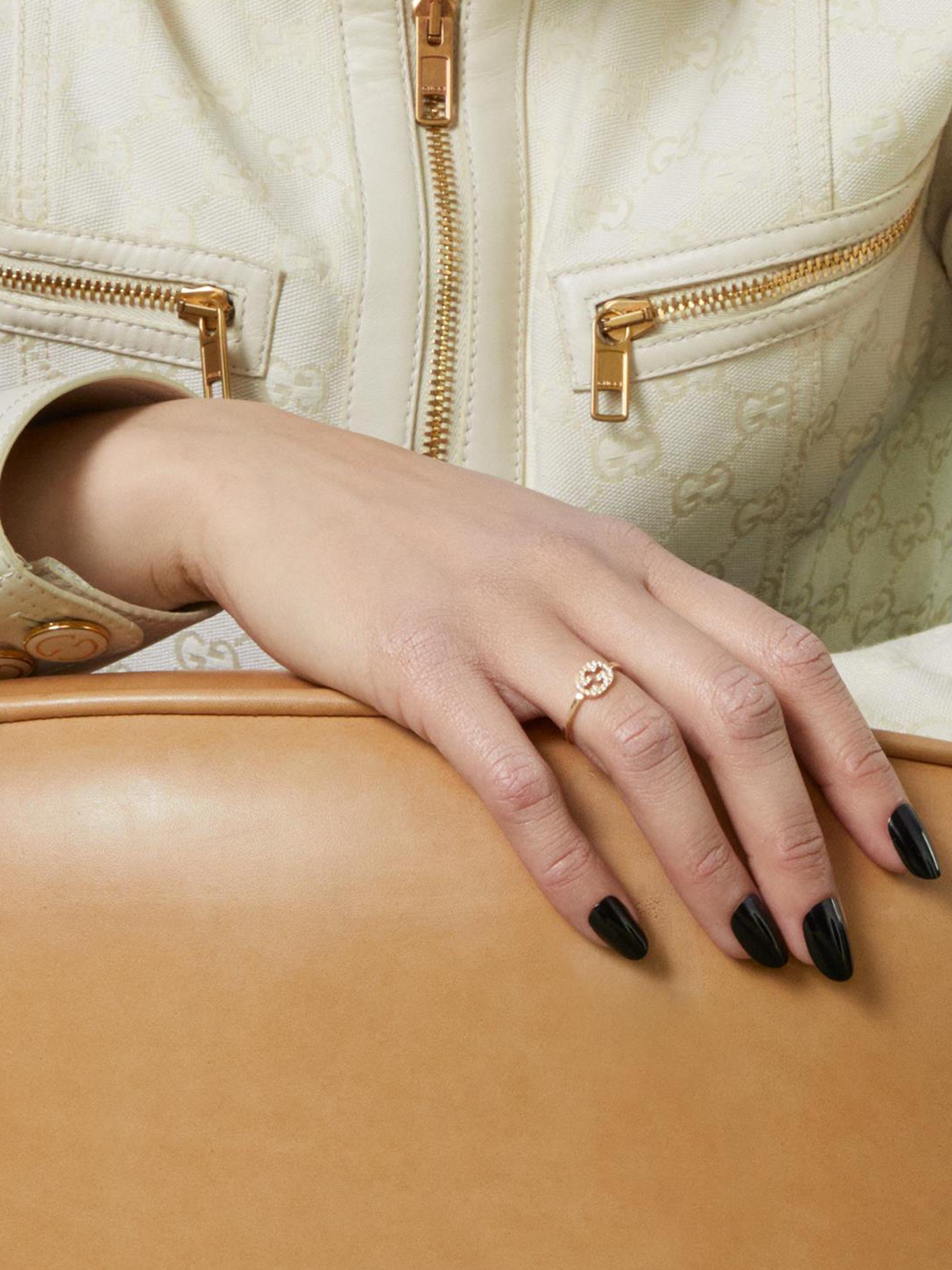 Gucci Interlocking G 18K Yellow Gold & 0.12 TCW Diamond Ring | Saks ...