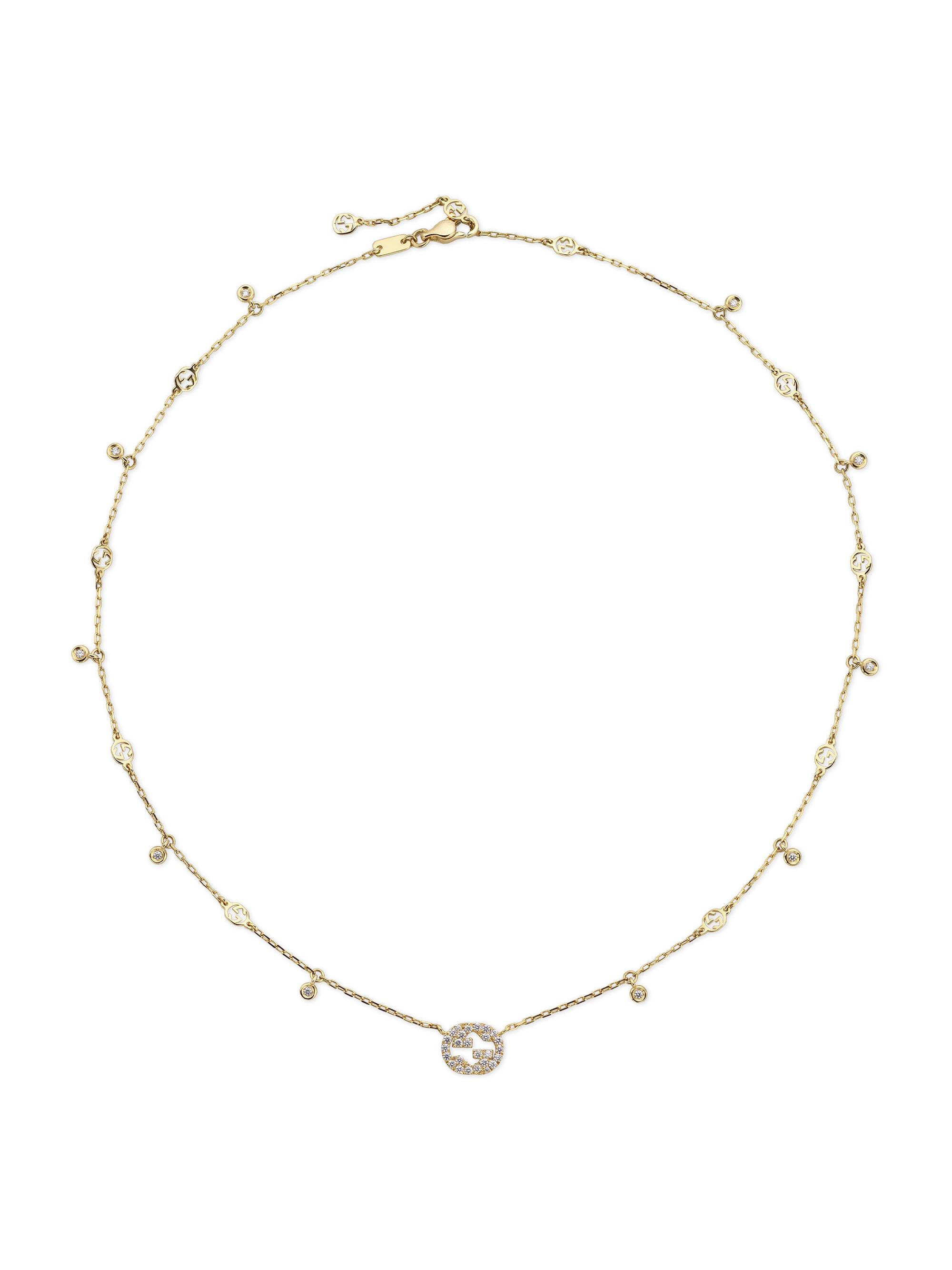 Gucci Women's Interlocking G 18K Yellow Gold & 0.27 TCW Diamond Station Necklace - Yellow Gold