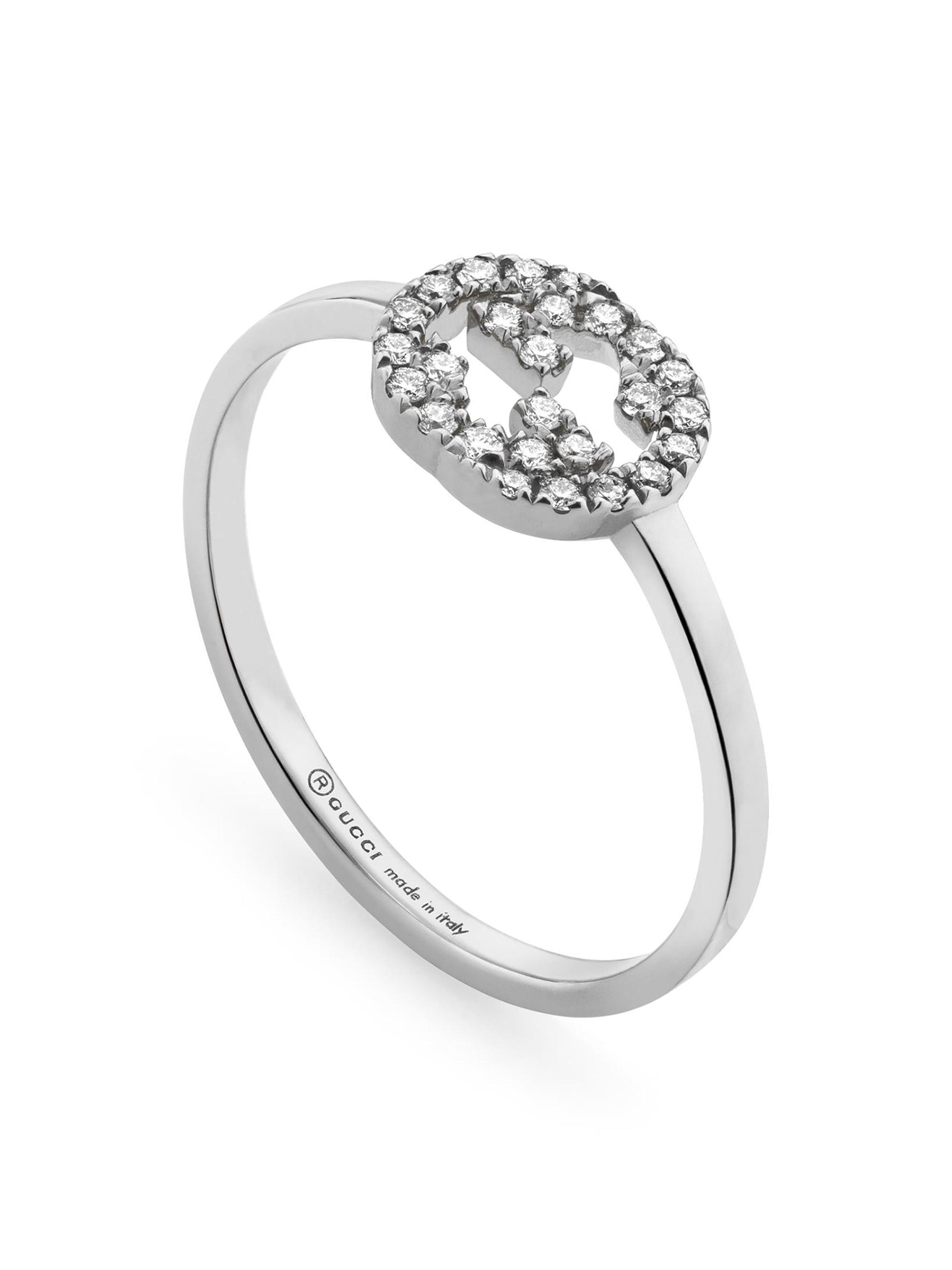 Gucci Women's Interlocking G 18K White Gold & 0.12 TCW Diamond Ring - White Gold