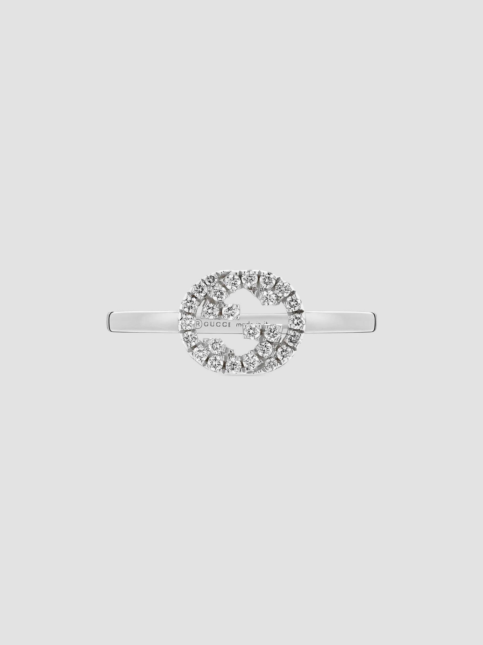 Gucci Interlocking G 18K White Gold & 0.12 TCW Diamond Ring | Saks ...