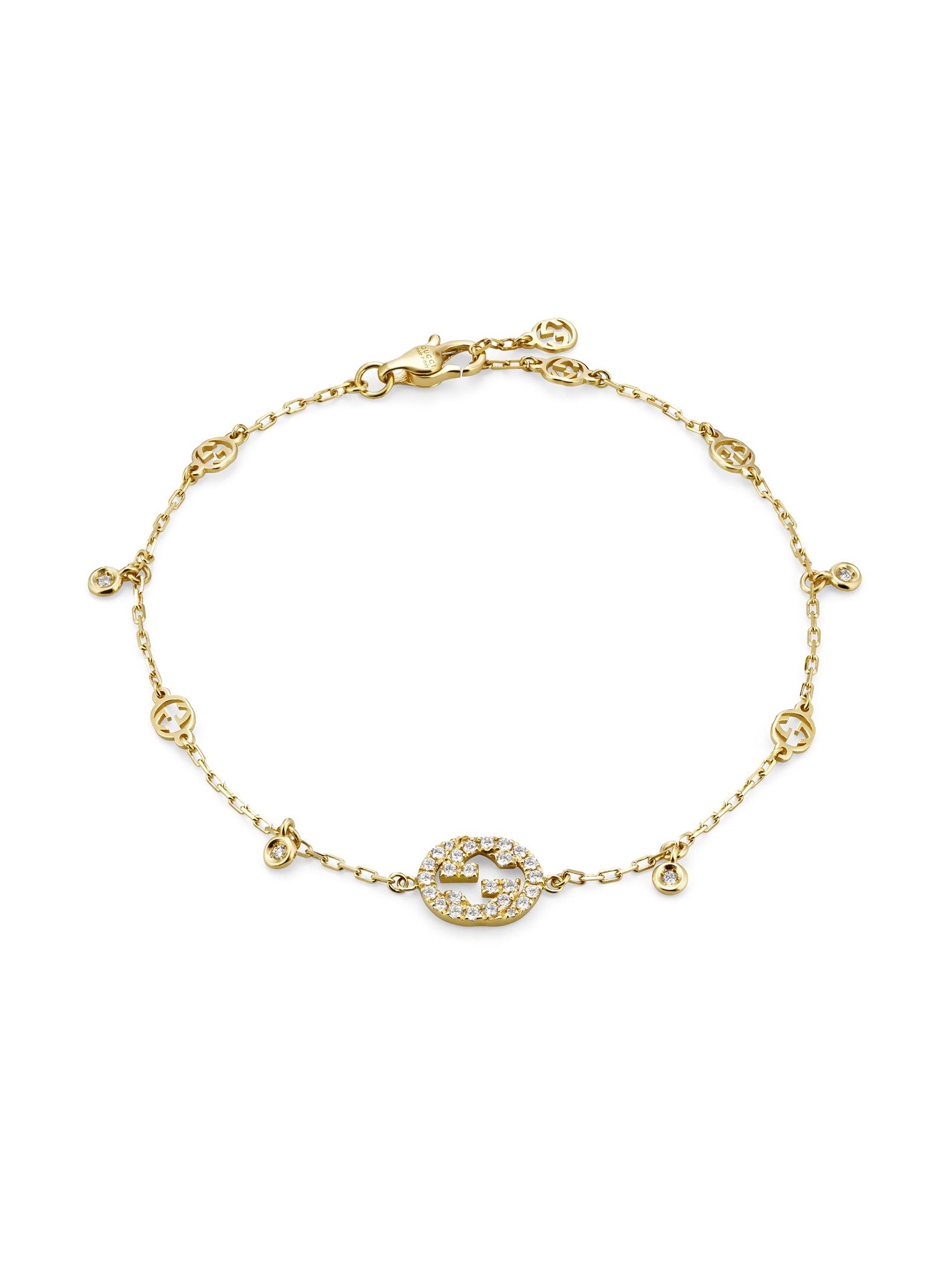 Gucci Bracelet With Interlocking G Motif In Yellow Gold | Saks