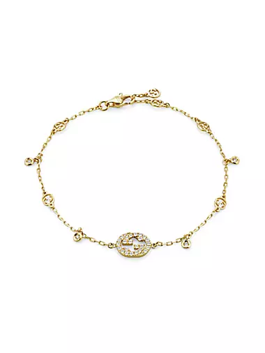 Gucci Bracelet with Gucci Trademark Engraved Charms in Metallic