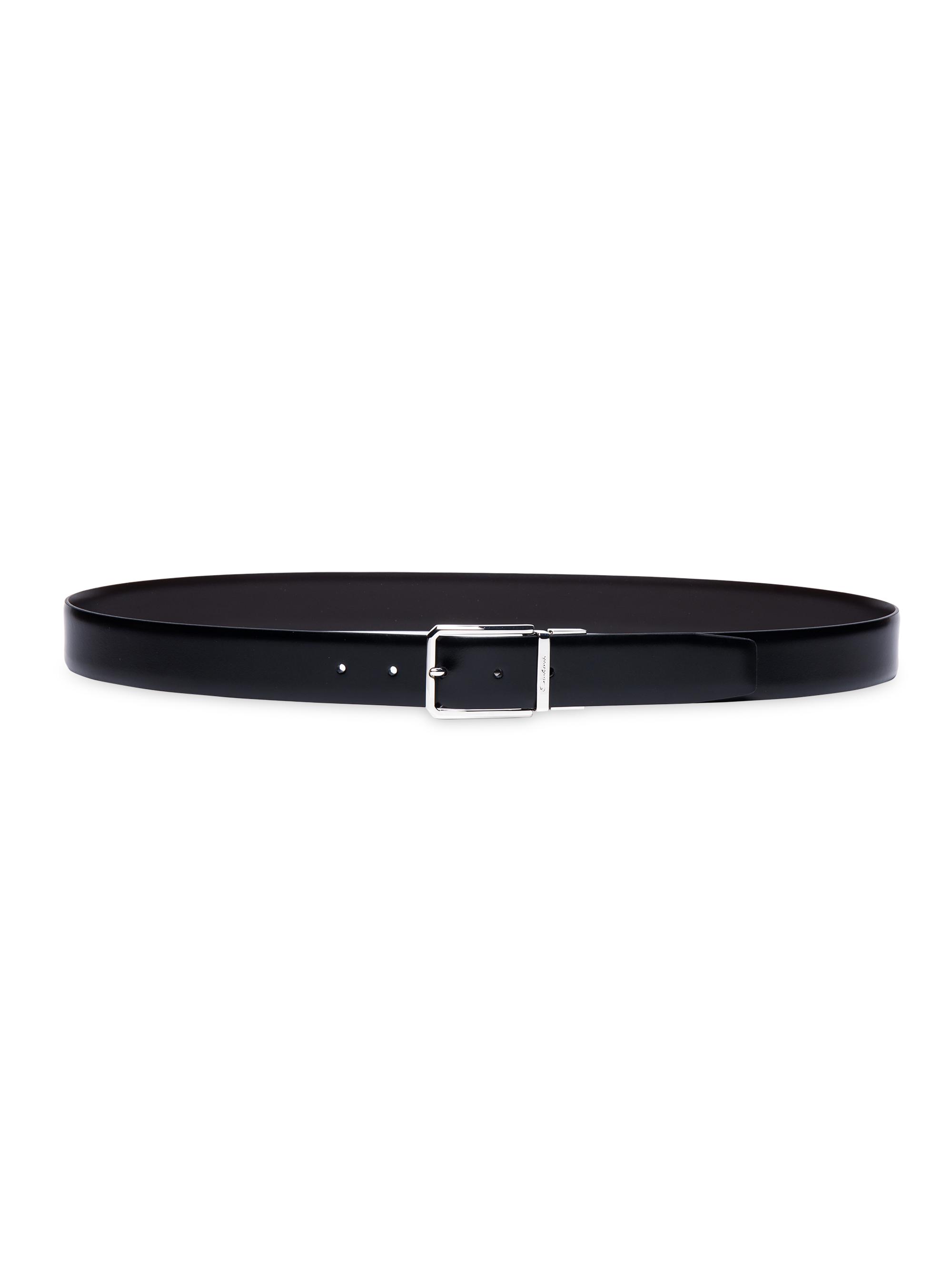 Santoni Men's Leather 35MM Reversible Belt - Black