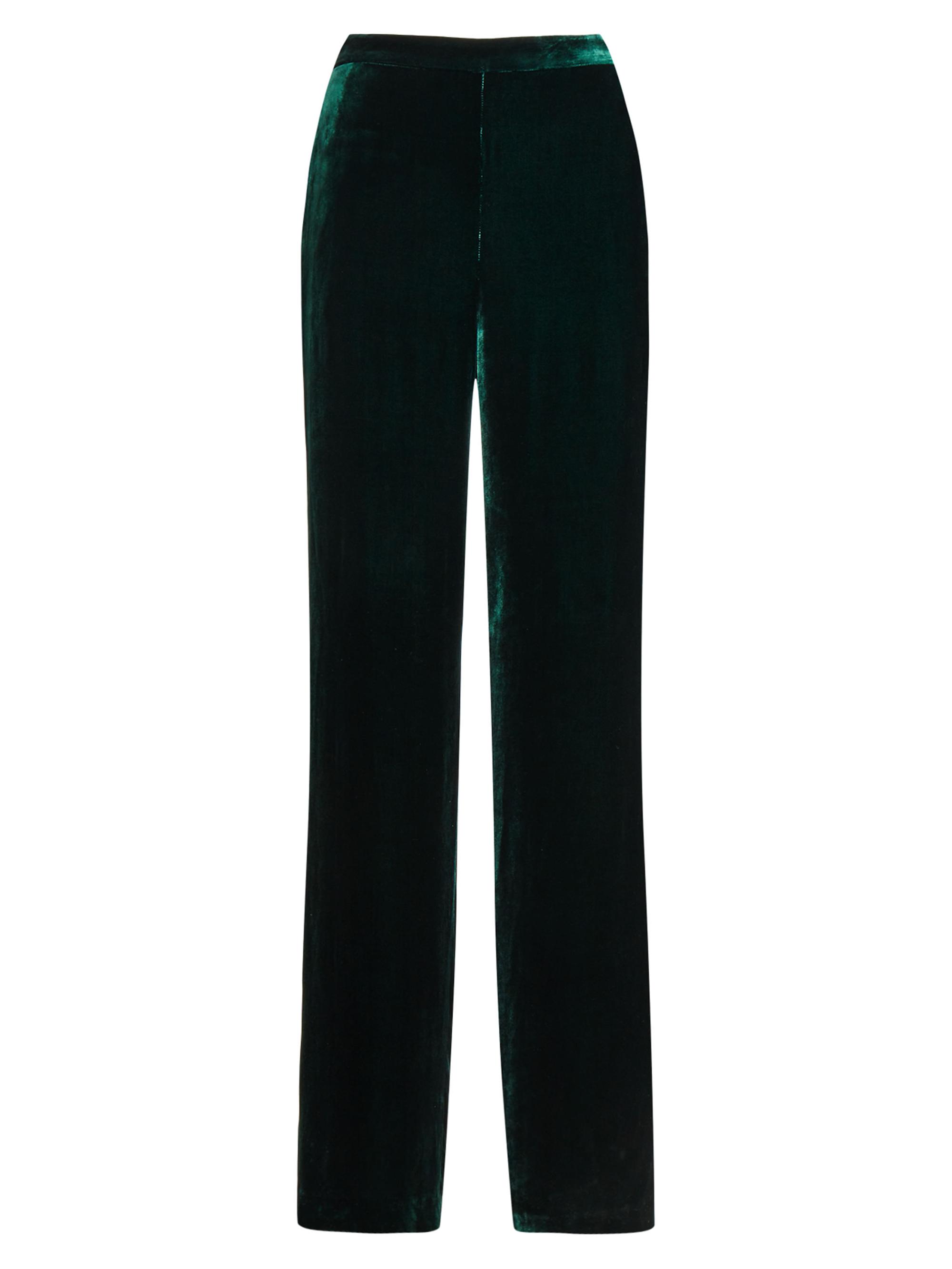 Polo Ralph Lauren Women's Velvet Silk-Blend Straight-Leg Pants - Jade