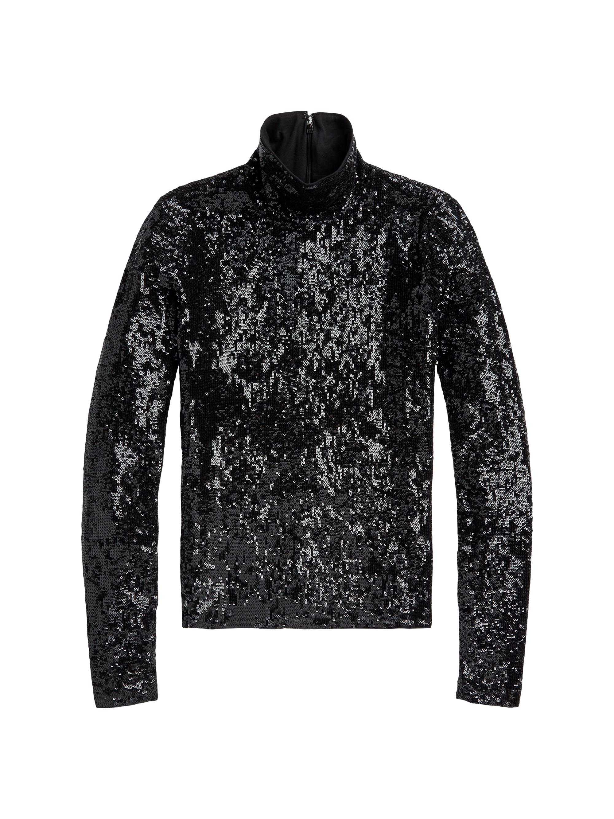 Polo Ralph Lauren Women's Sequined Jersey Turtleneck Sweater - Polo Black