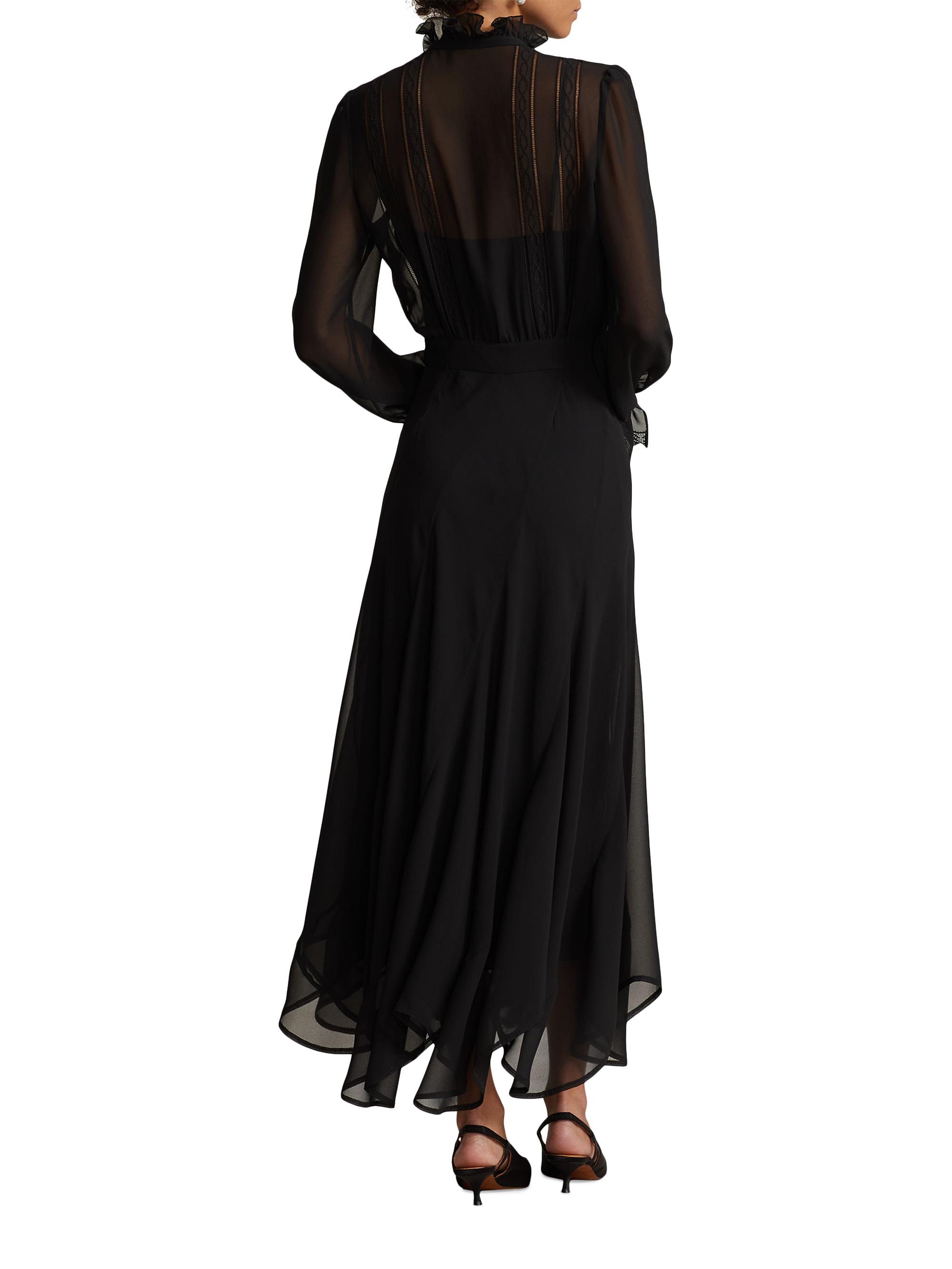 Polo Ralph Lauren Lace-Trim Georgette Midi-Dress | Saks Fifth Avenue