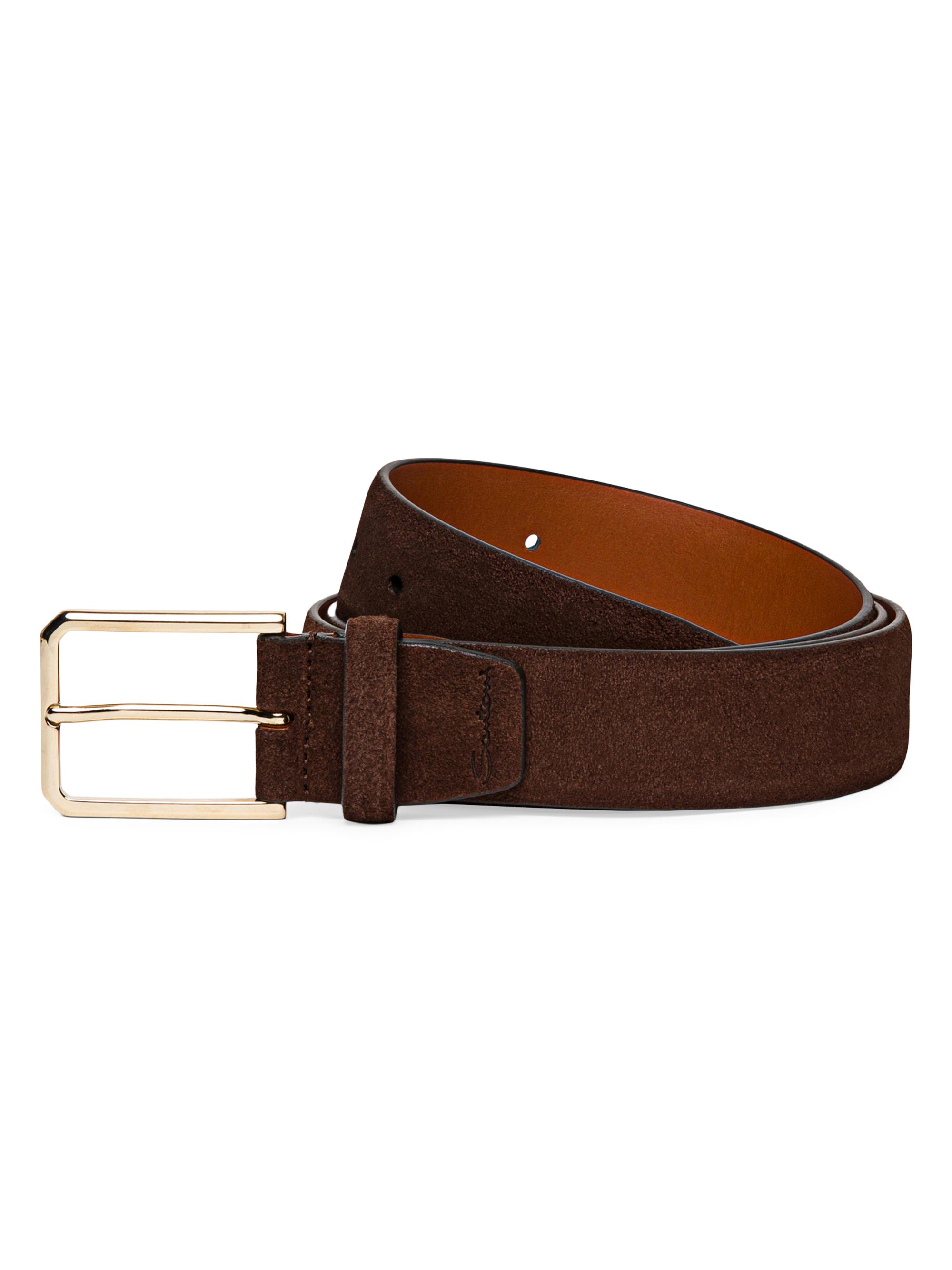 Santoni Men's Leather 35MM Adjustable Belt - Dark Brown