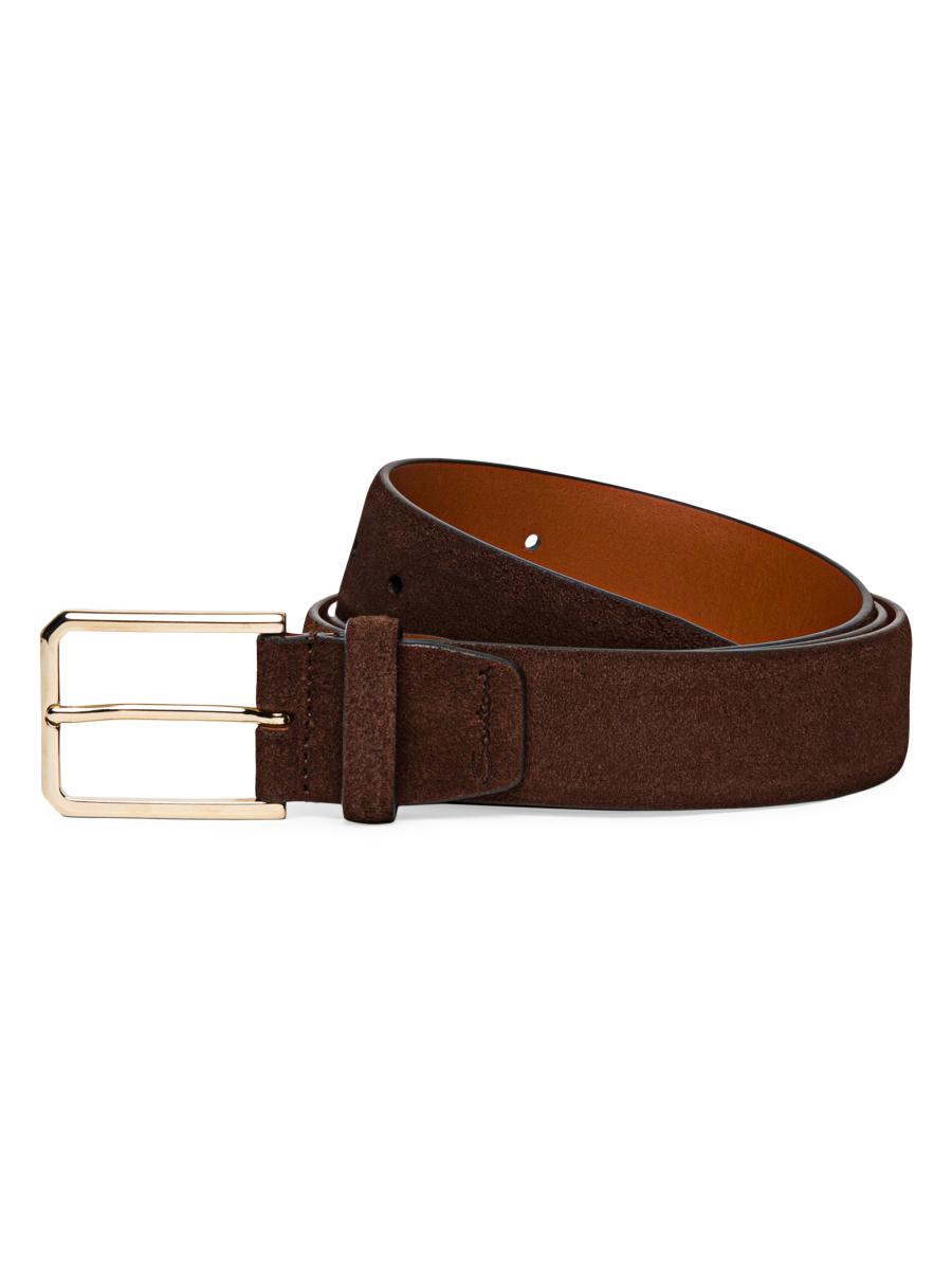 Santoni Men's Leather 35mm Adjustable Belt In Brown