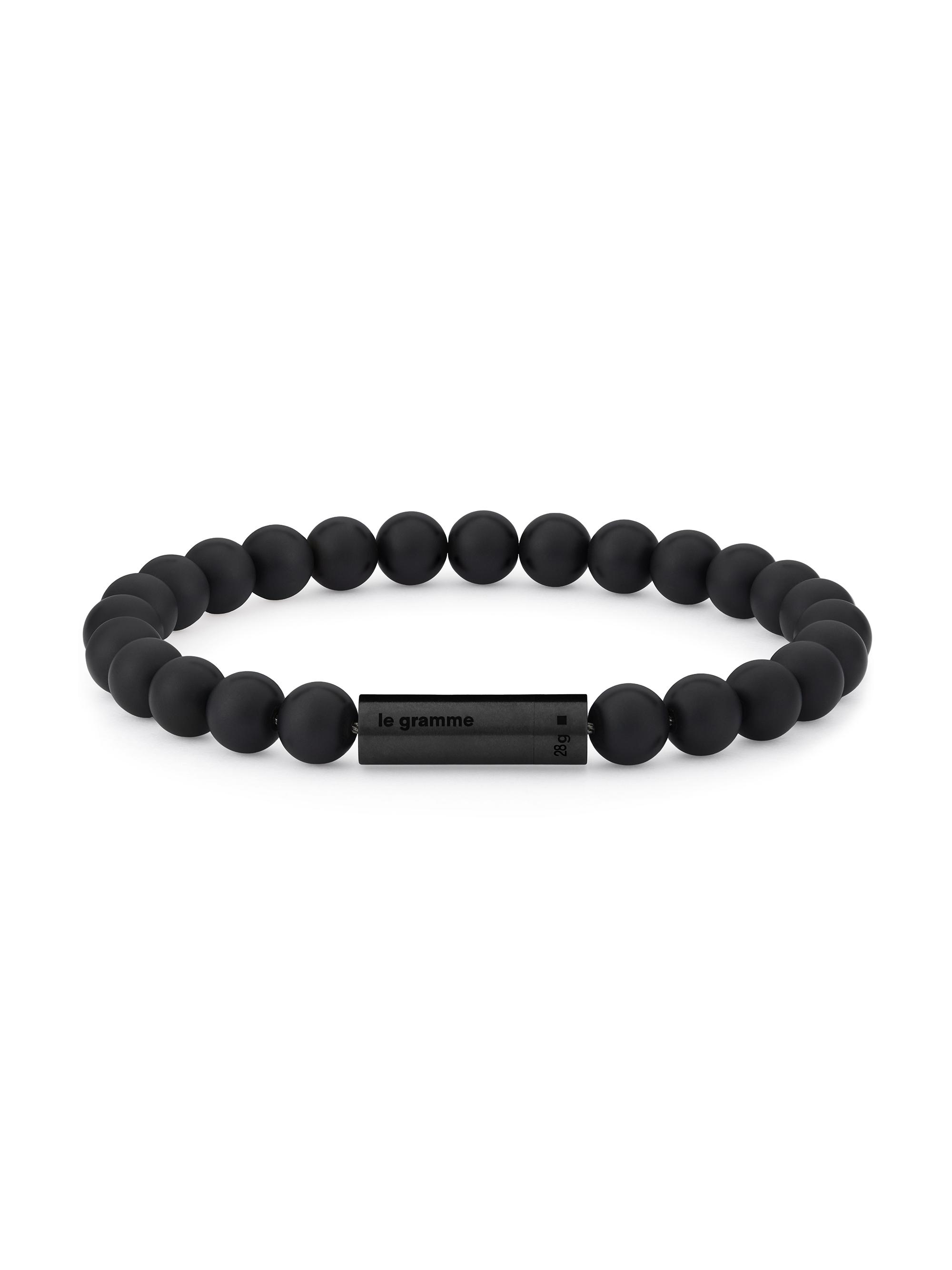 Le Gramme Men's Unisex 28G Brushed Ceramic, Titanium & Stainless Steel Beaded Bracelet - Black