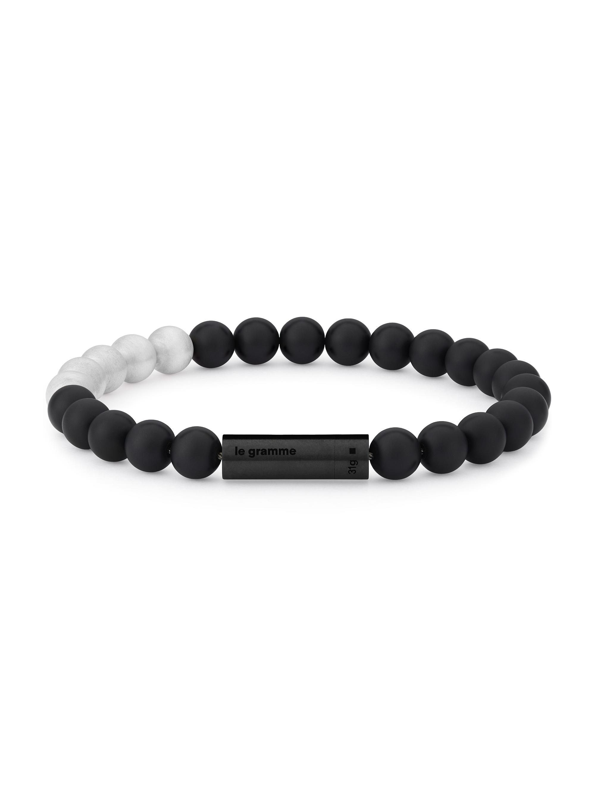 Le Gramme Men's Unisex 31G Brushed Black Ceramic, Stainless Steel, & Titanium Beaded Bracelet - Black