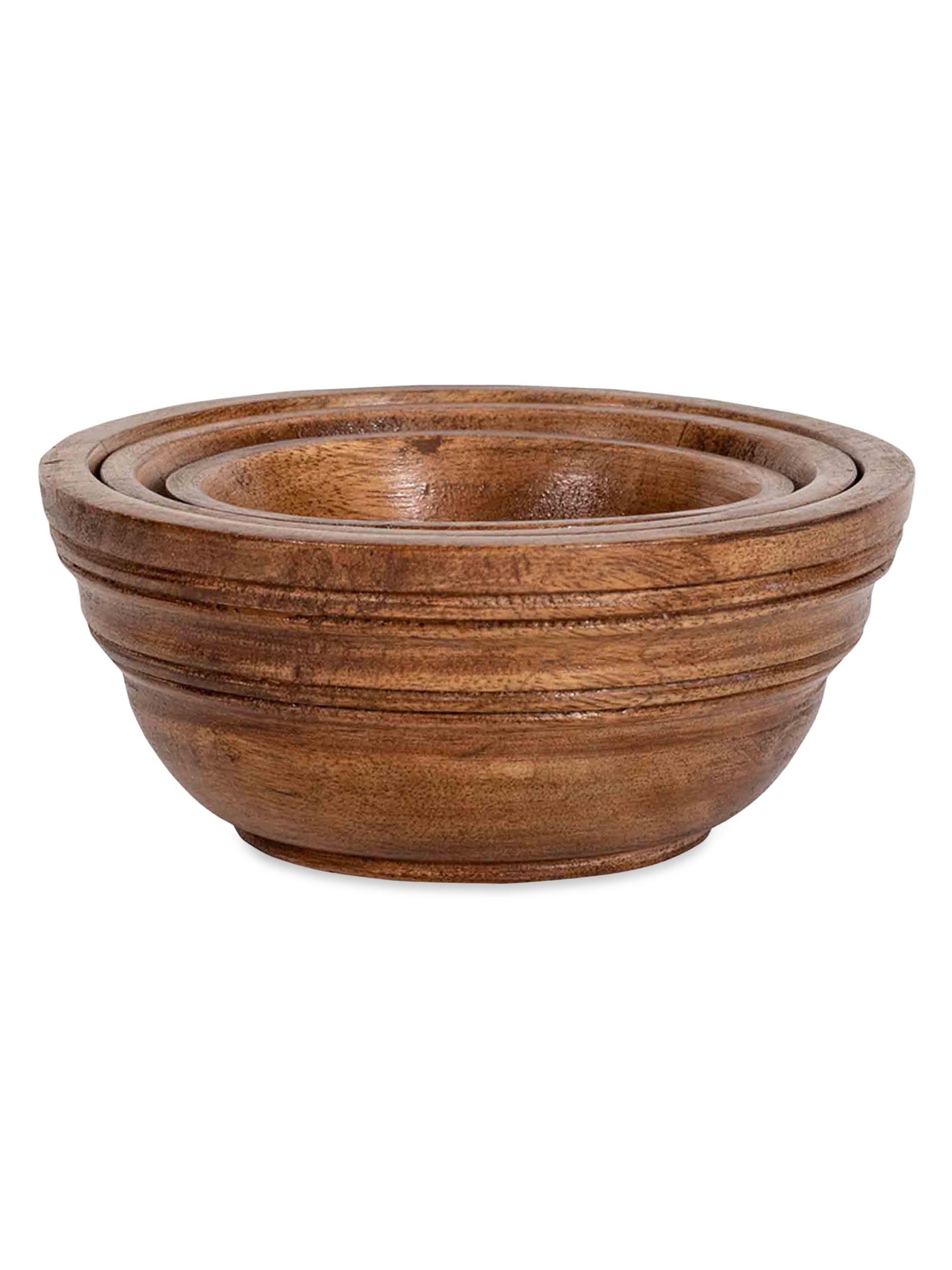 Juliska Bilbao 3-Piece Wood Nesting Bowl Set - Brown