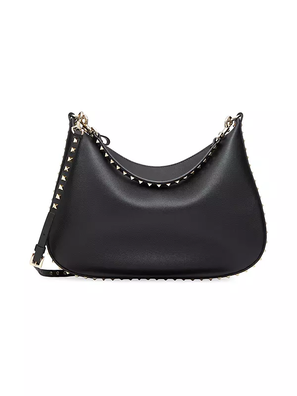 Mini Rockstud Grainy Calfskin Bag for Woman in Black