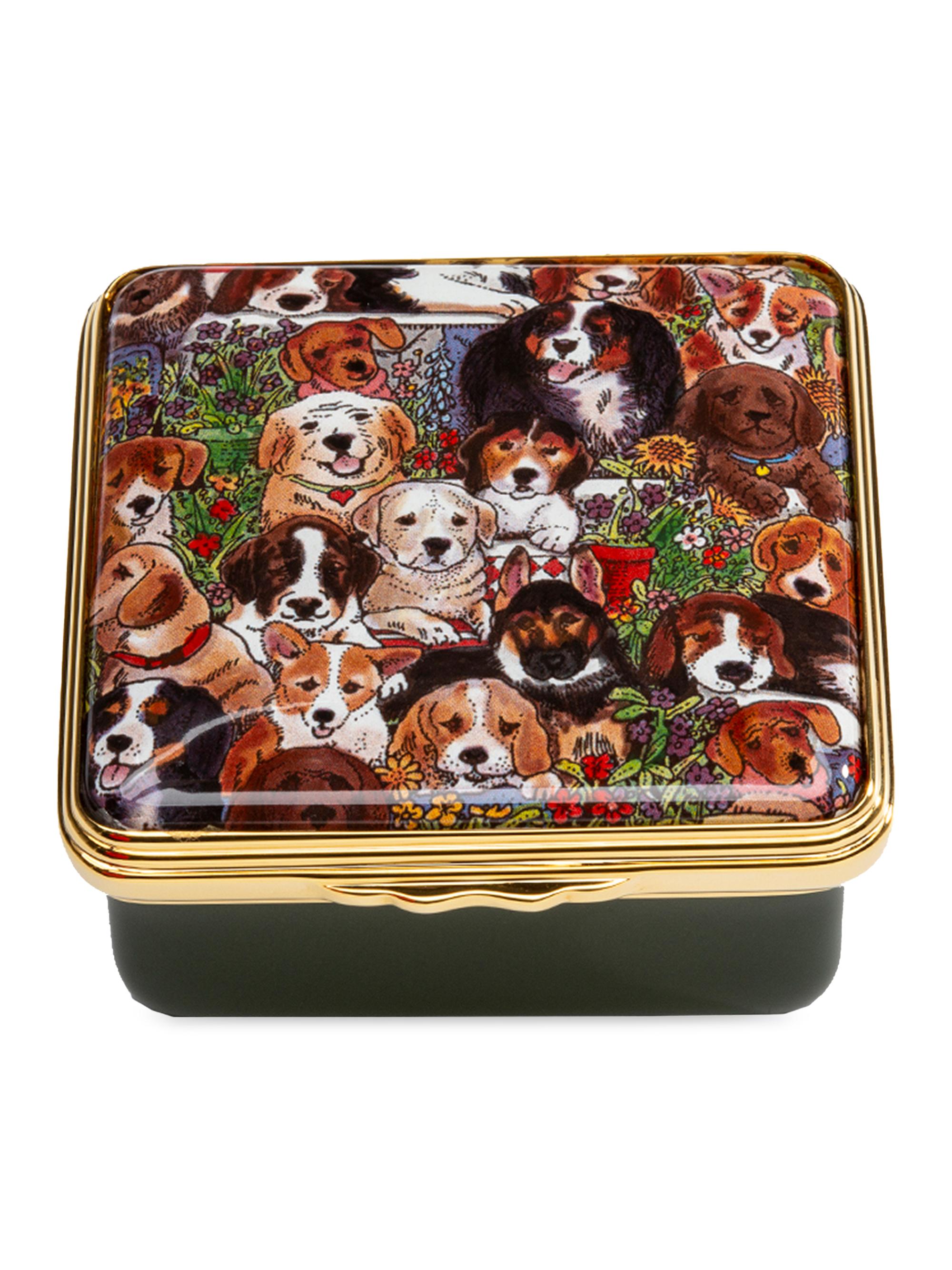 Halcyon Days Dogs Leave Paw Prints on Your Heart Enamel Box