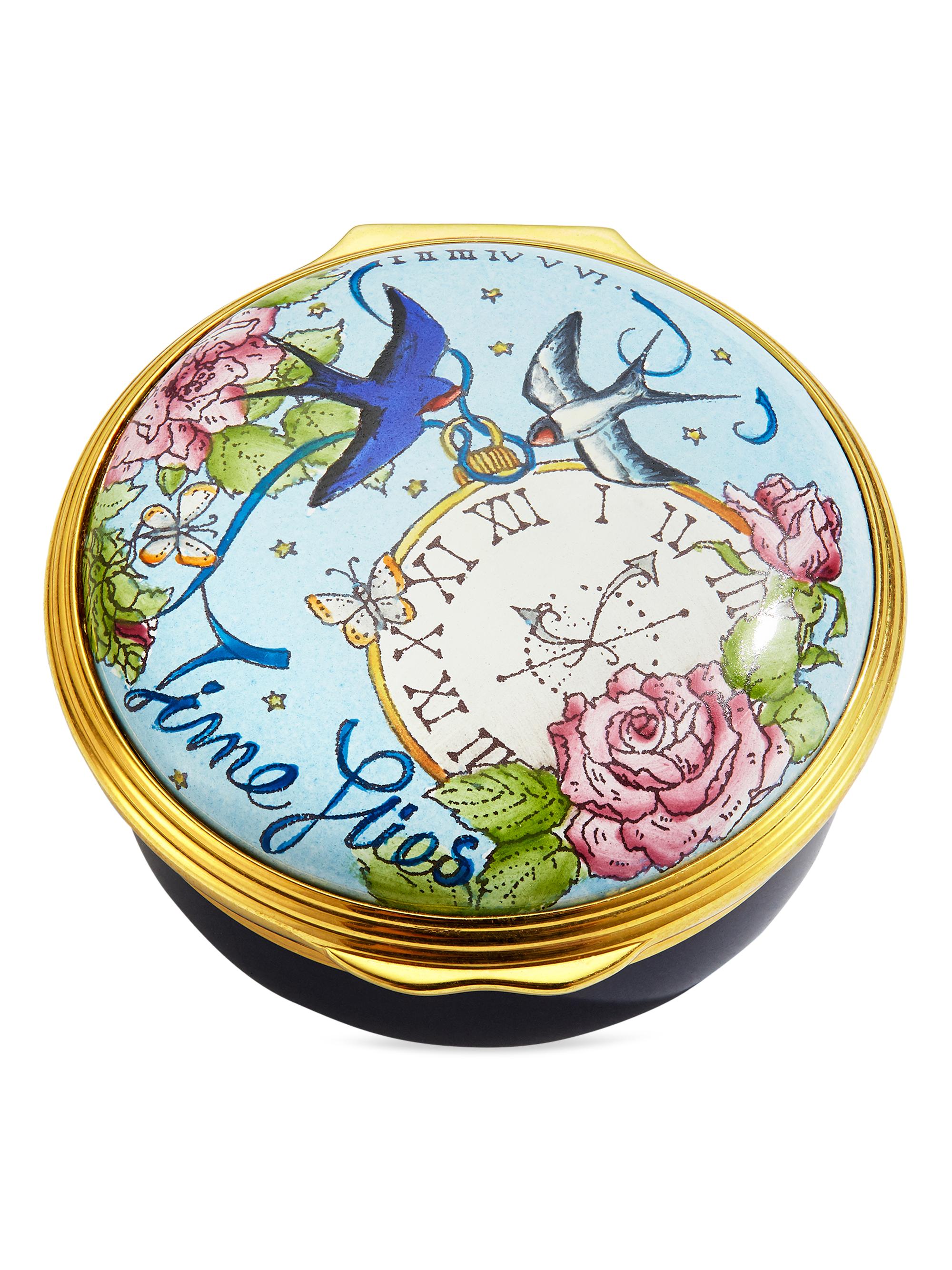 Halcyon Days "Time Flies Friendship Stays" Enamel Box