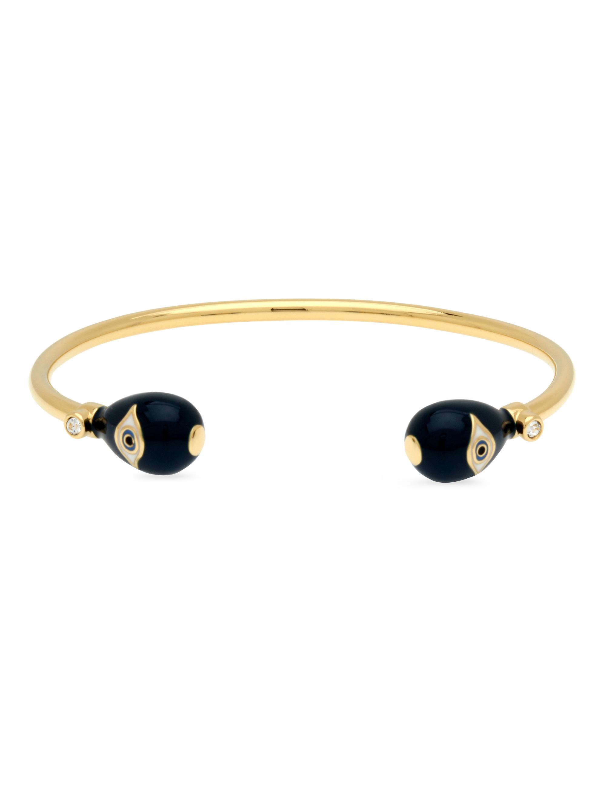 Halcyon Days Women's Evil Eye Enamel Torque Bracelet - Gold And Blue